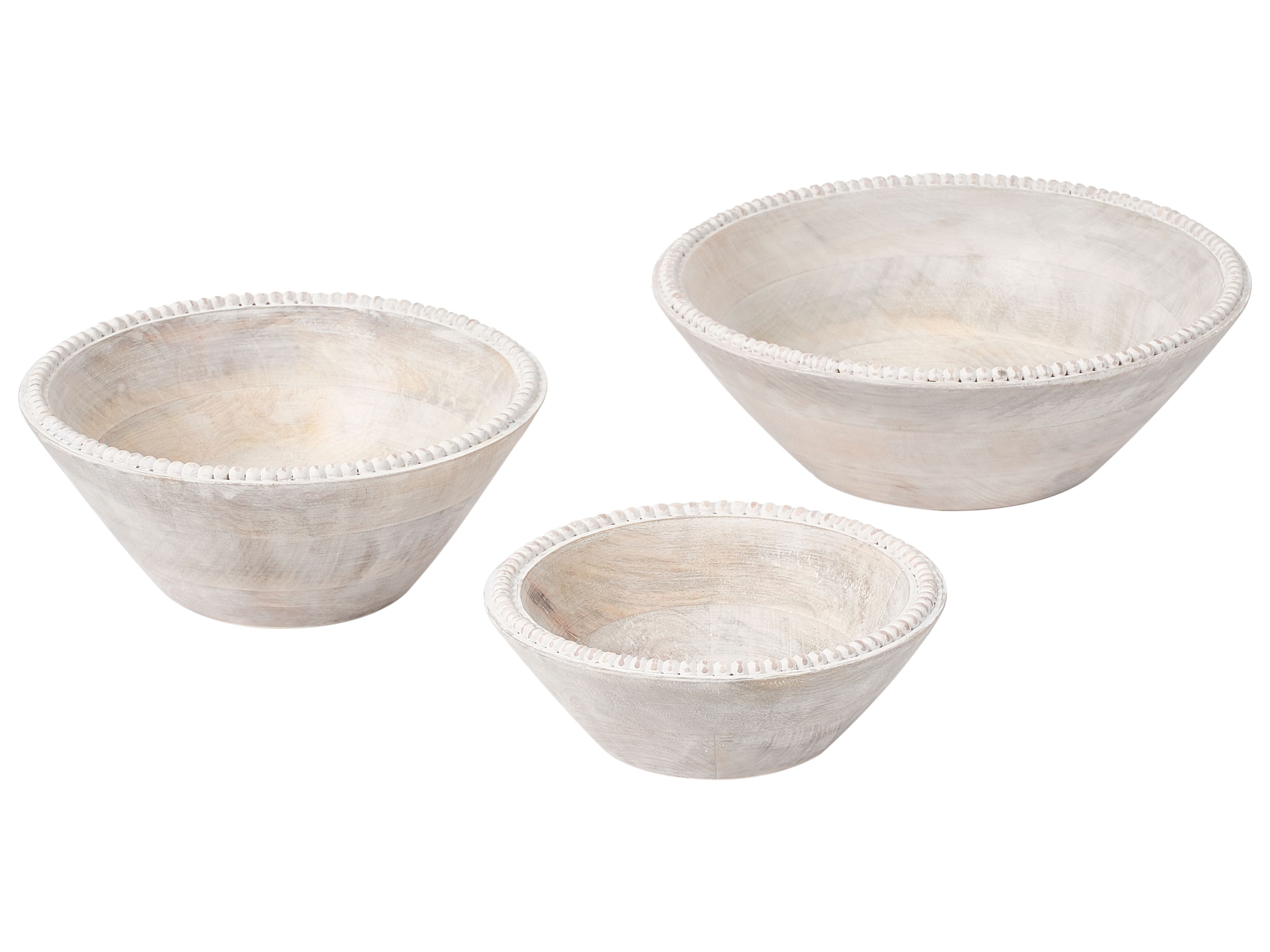 Set of 3 Bowls TANTA Mango Wood Light Brown