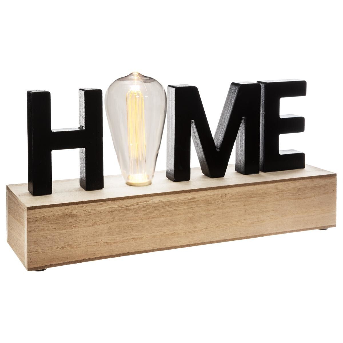 LED table word "Home" Black, 16x34 cm
