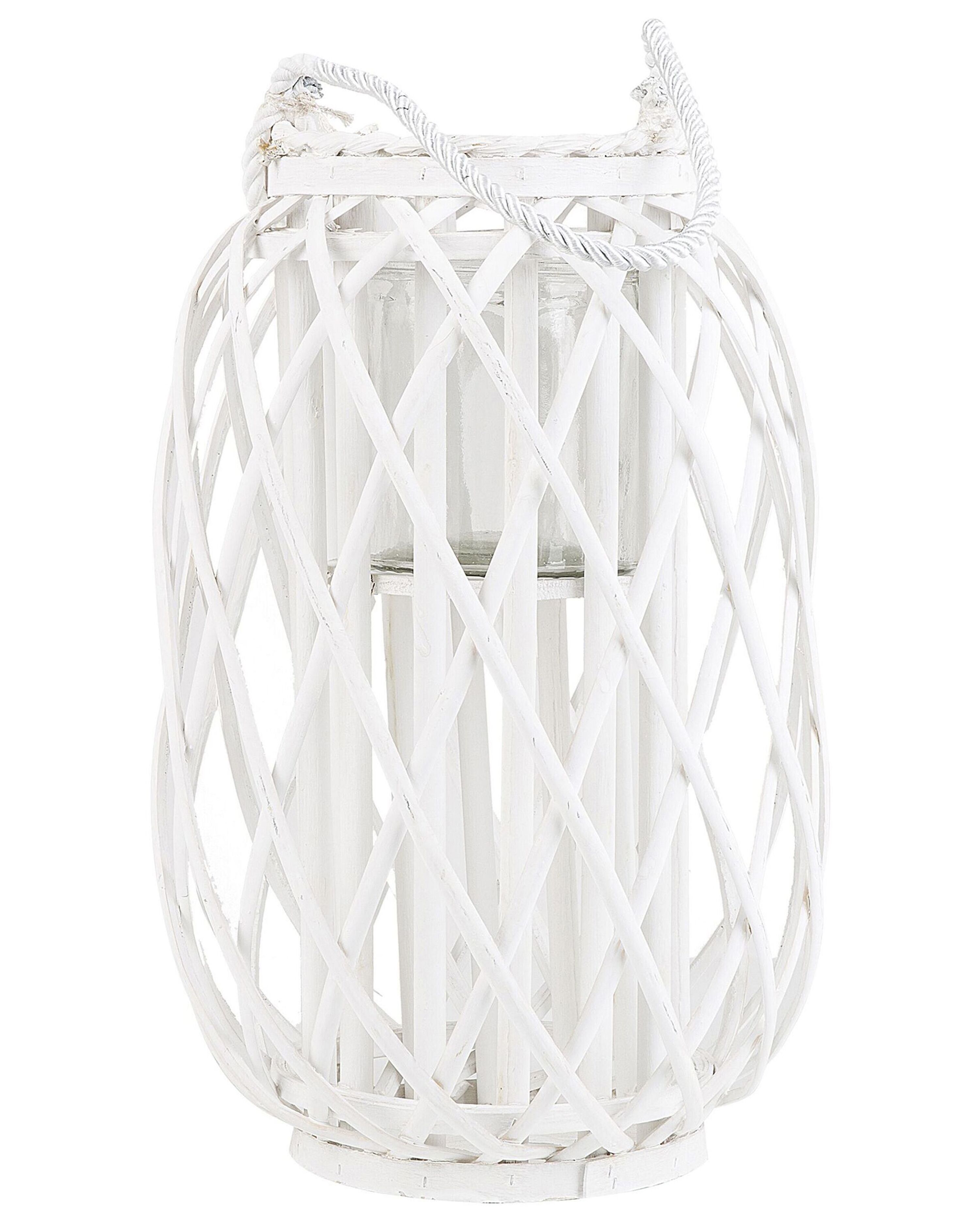 Lantern MAURITIUS Willow Wood 40 cm White