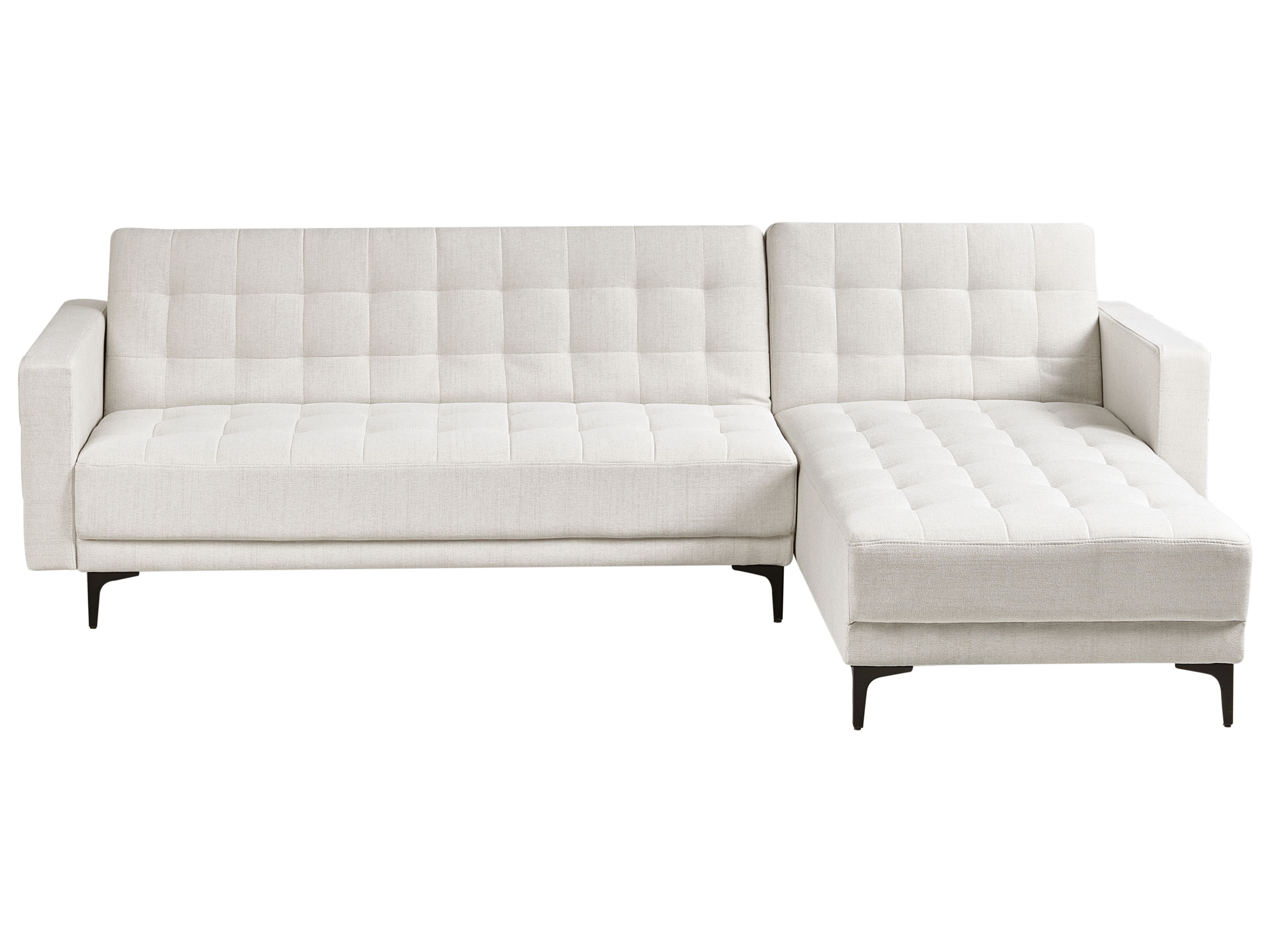 Modular Corner Sofa Bed 4 Seater ABERDEEN Fabric Off-White Left Hand