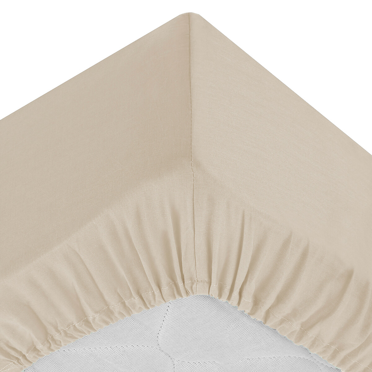 Fitted sheet, percale Beige, 90x190 cm