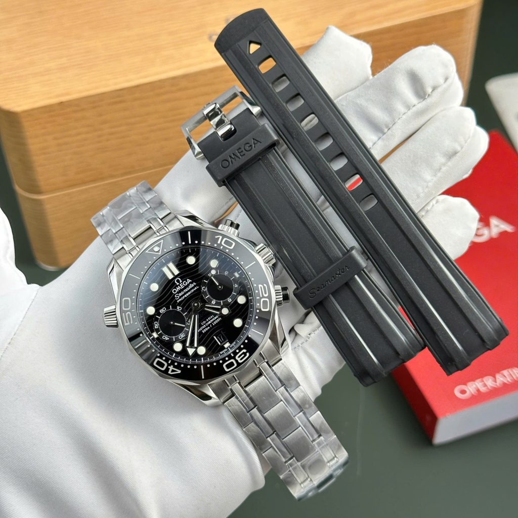 Omega Copies Watches Seamaster Diver 300M Chronograph Dial Black N1 Factory 44mm - Elite Watch Atelier