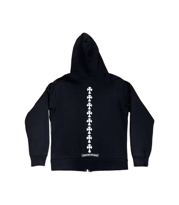 Chrome Hearts Triple Cross Logo Zip Up Hoodie