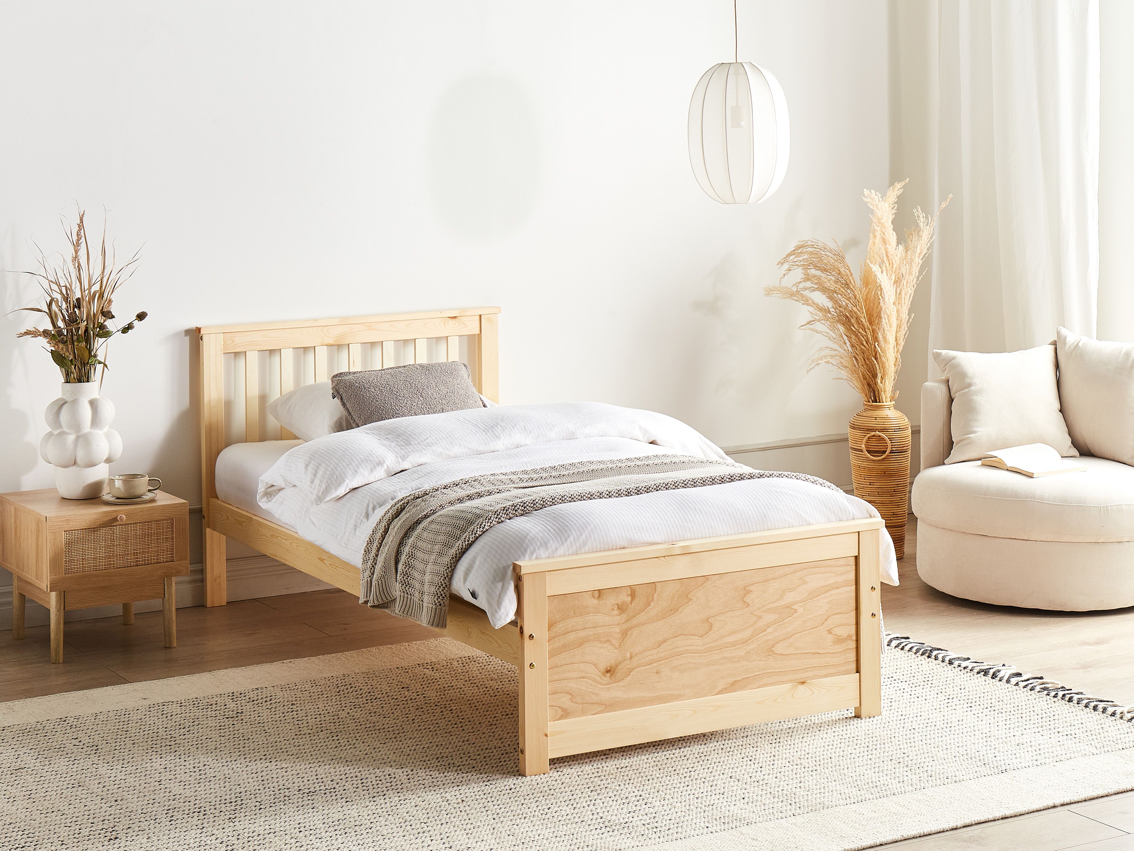 Bed Pine Wood OLENDON 90 x 200 cm (EU Single) Light Brown
