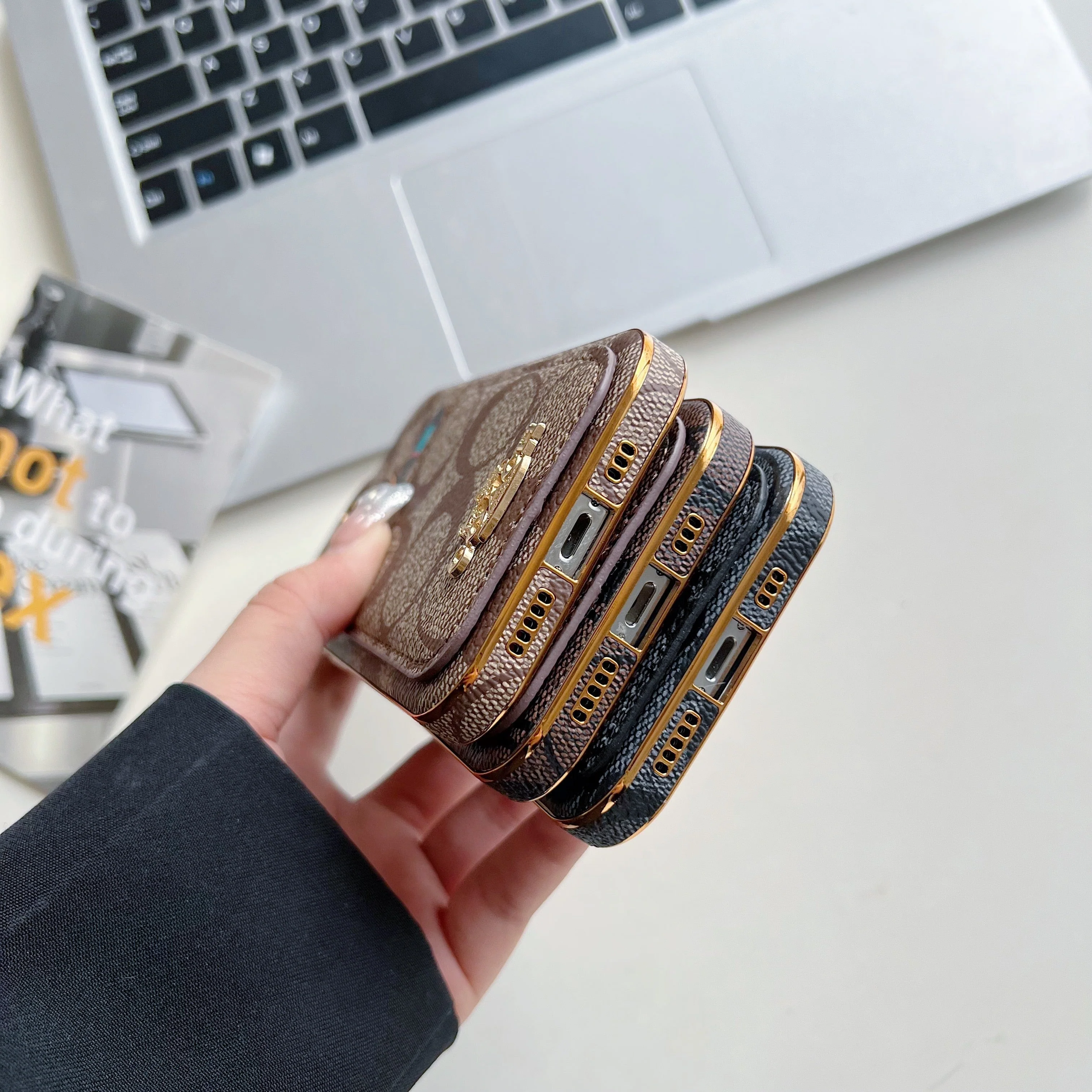 Coach iPhone Case With Card Holder  Coffee  -KB241651 - Wholesale & Influencer