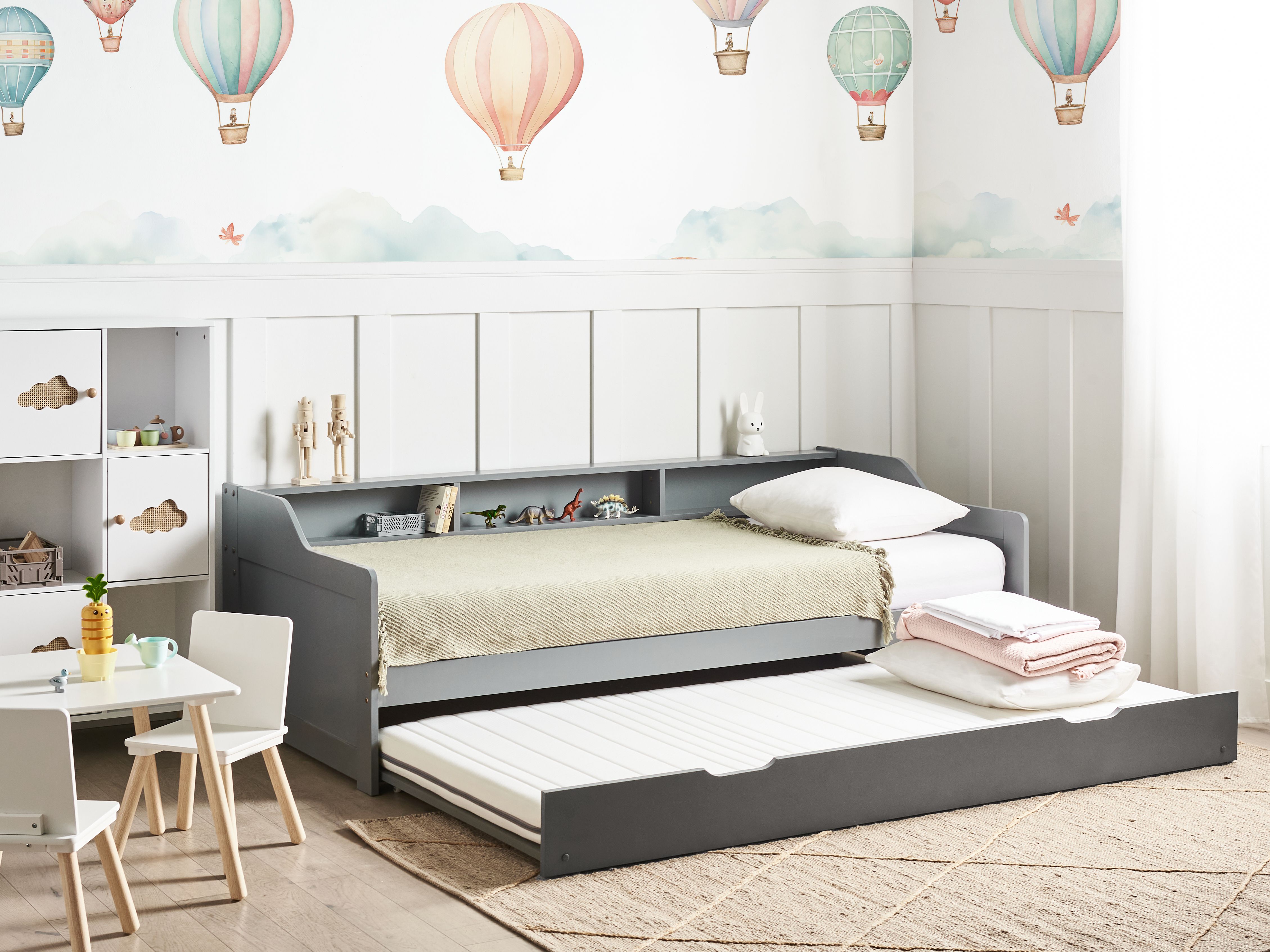 Trundle Bed Pine Wood EDERN 90 x 200 cm (EU Single) Grey