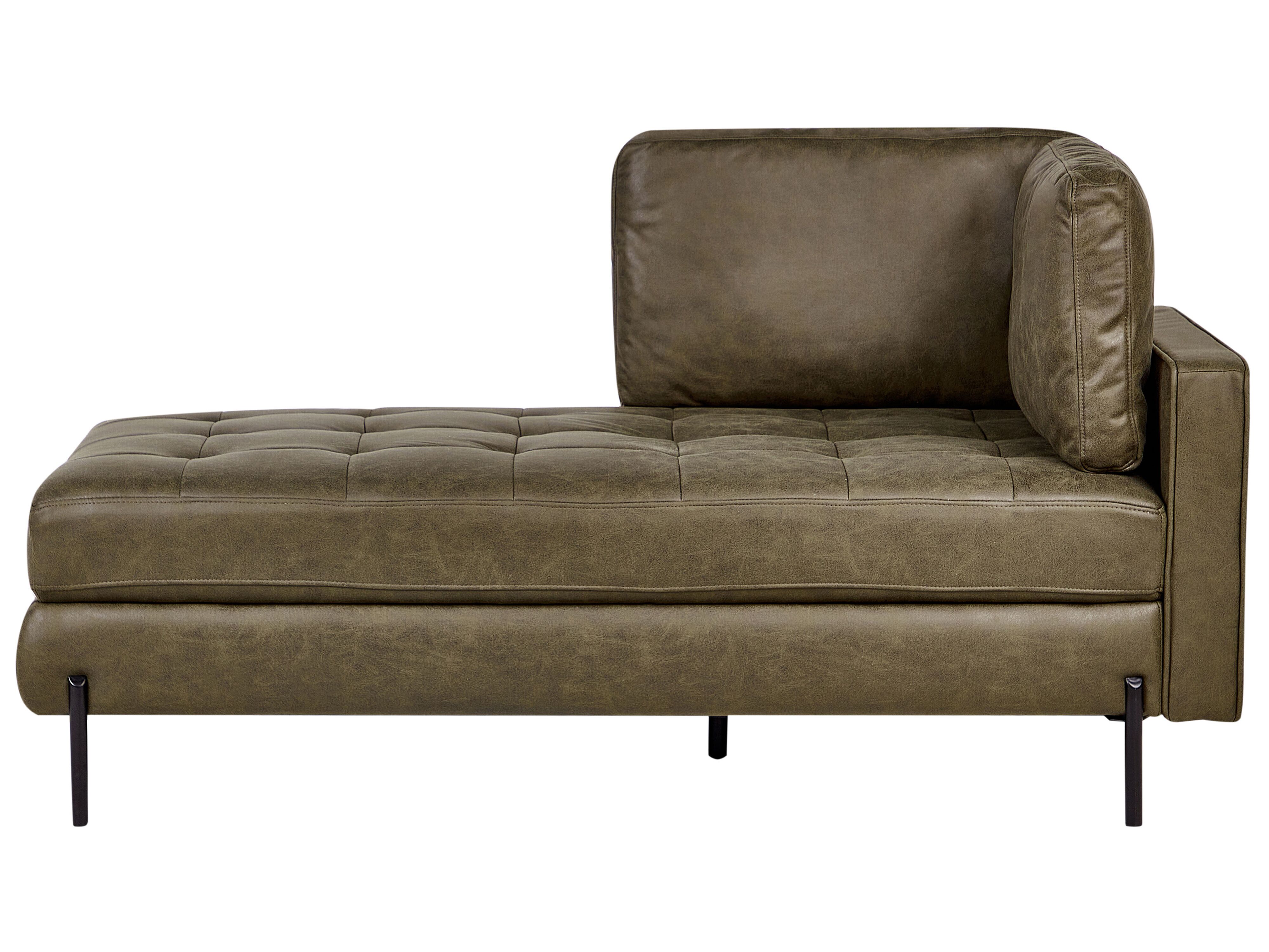Right-Hand Chaise Lounge REBAIS Faux Leather Green