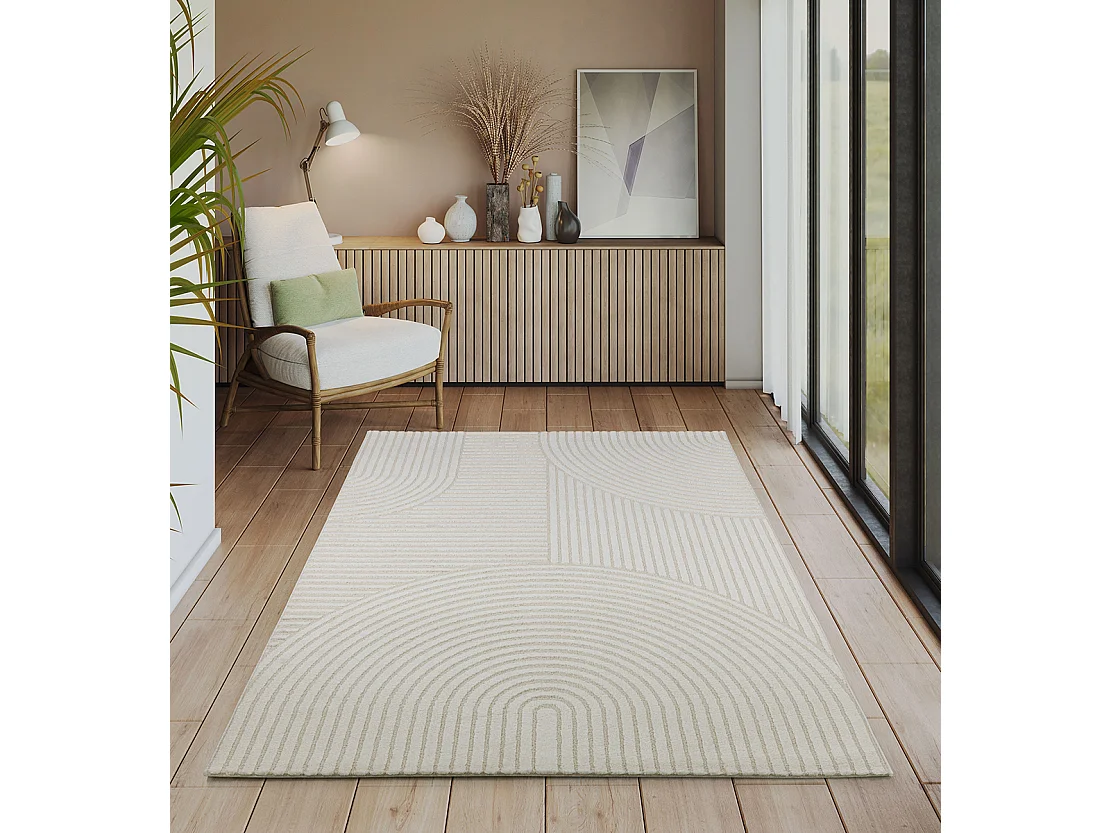 Tapis Everest moderne arc curve - Crème - 200 x 290 cm