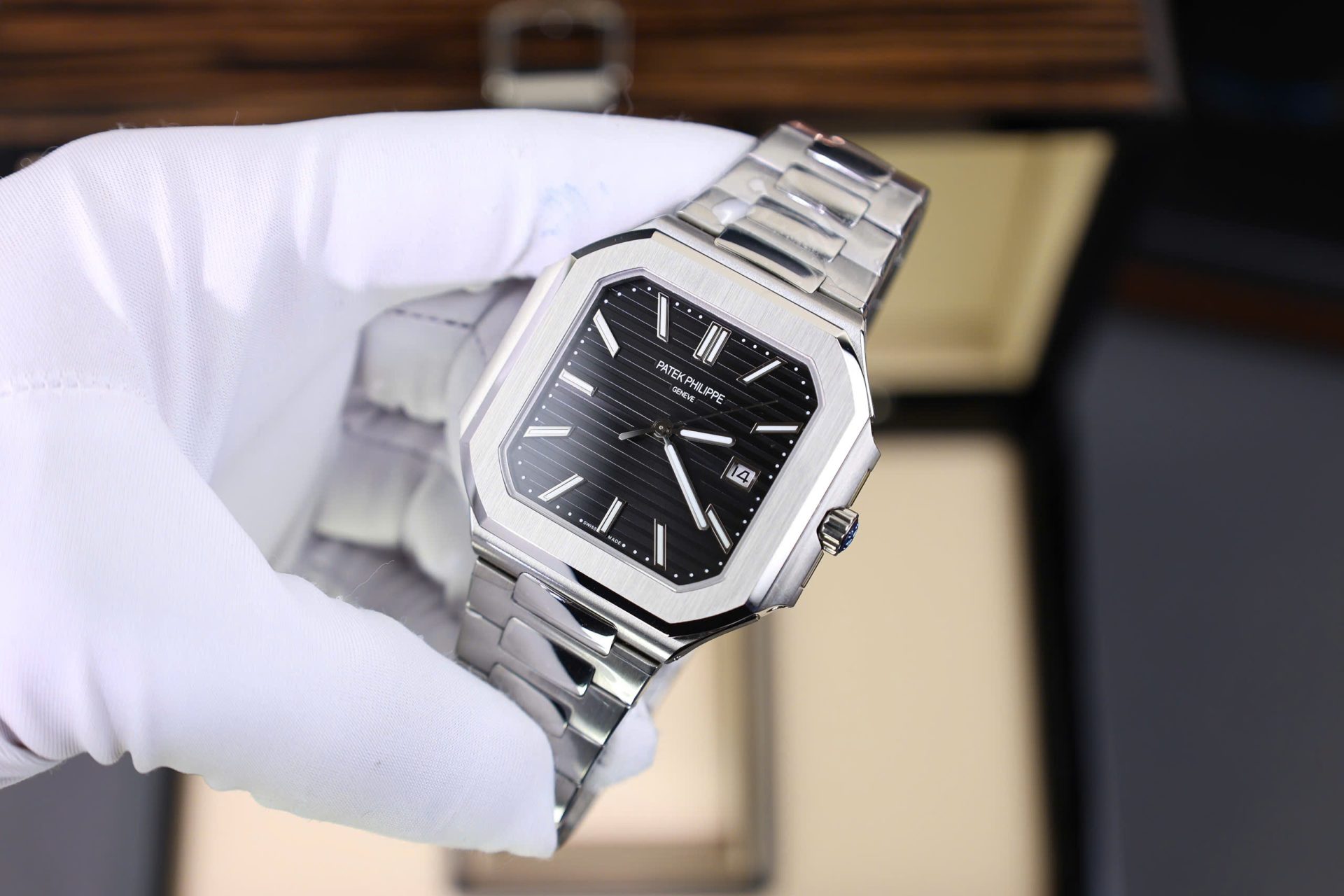 Patek Philippe Cubitus 5821 Replica Watches Black Dial Stainless Steel TW Factory 45mm - Top club