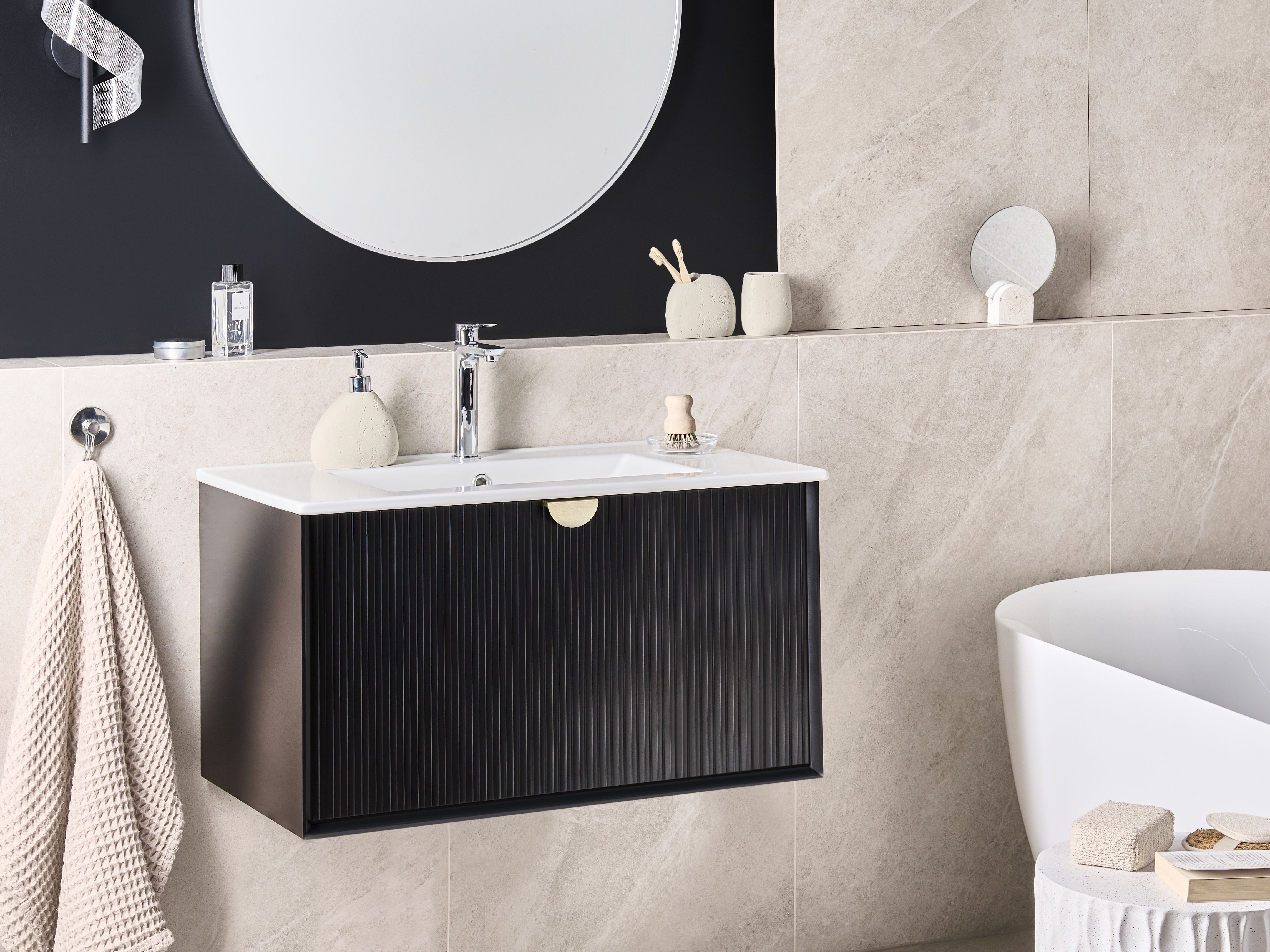 Wall Mounted Vanity Unit with Basin BONAIRE Black