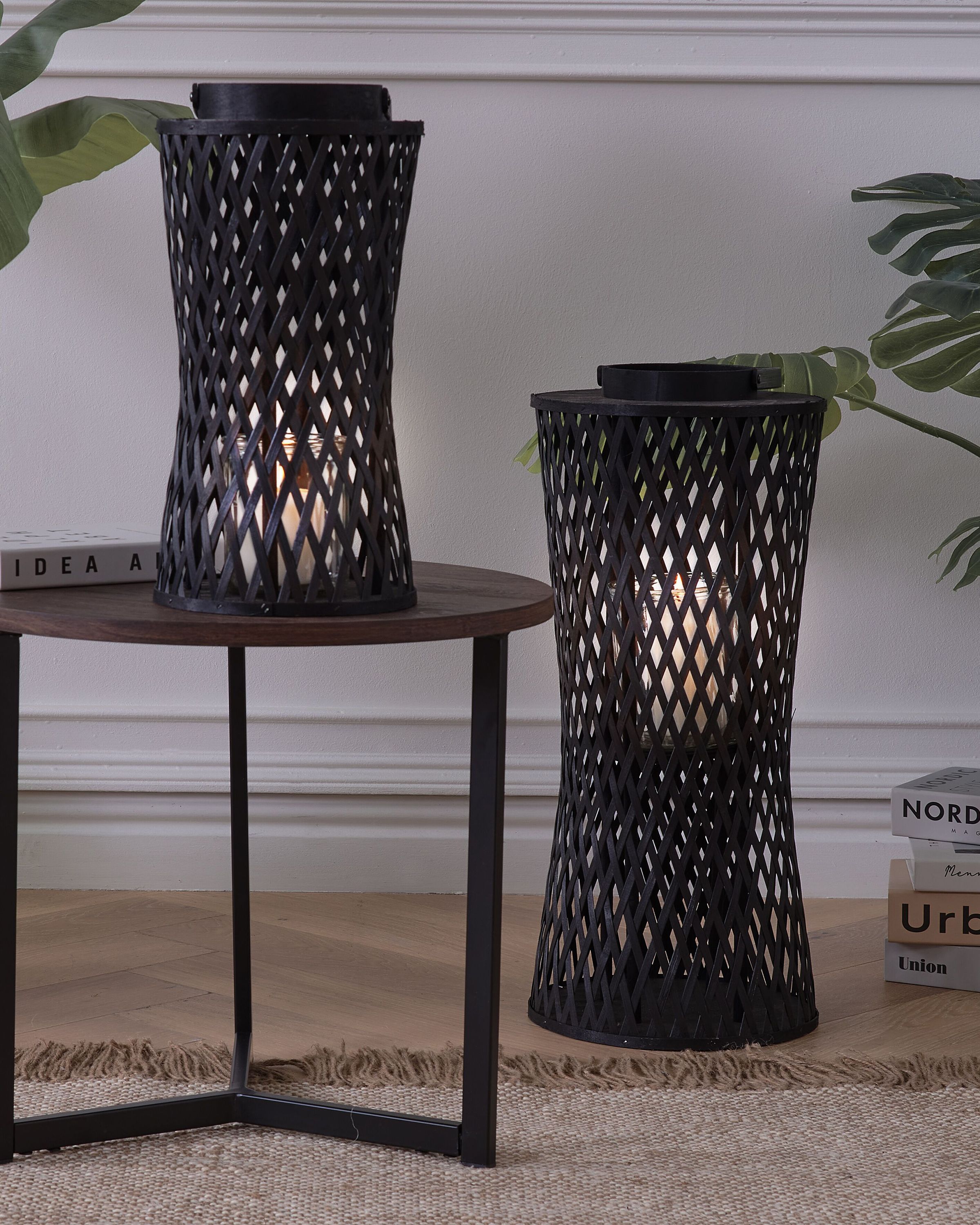 Lantern MACTAN Bamboo 38 cm Black