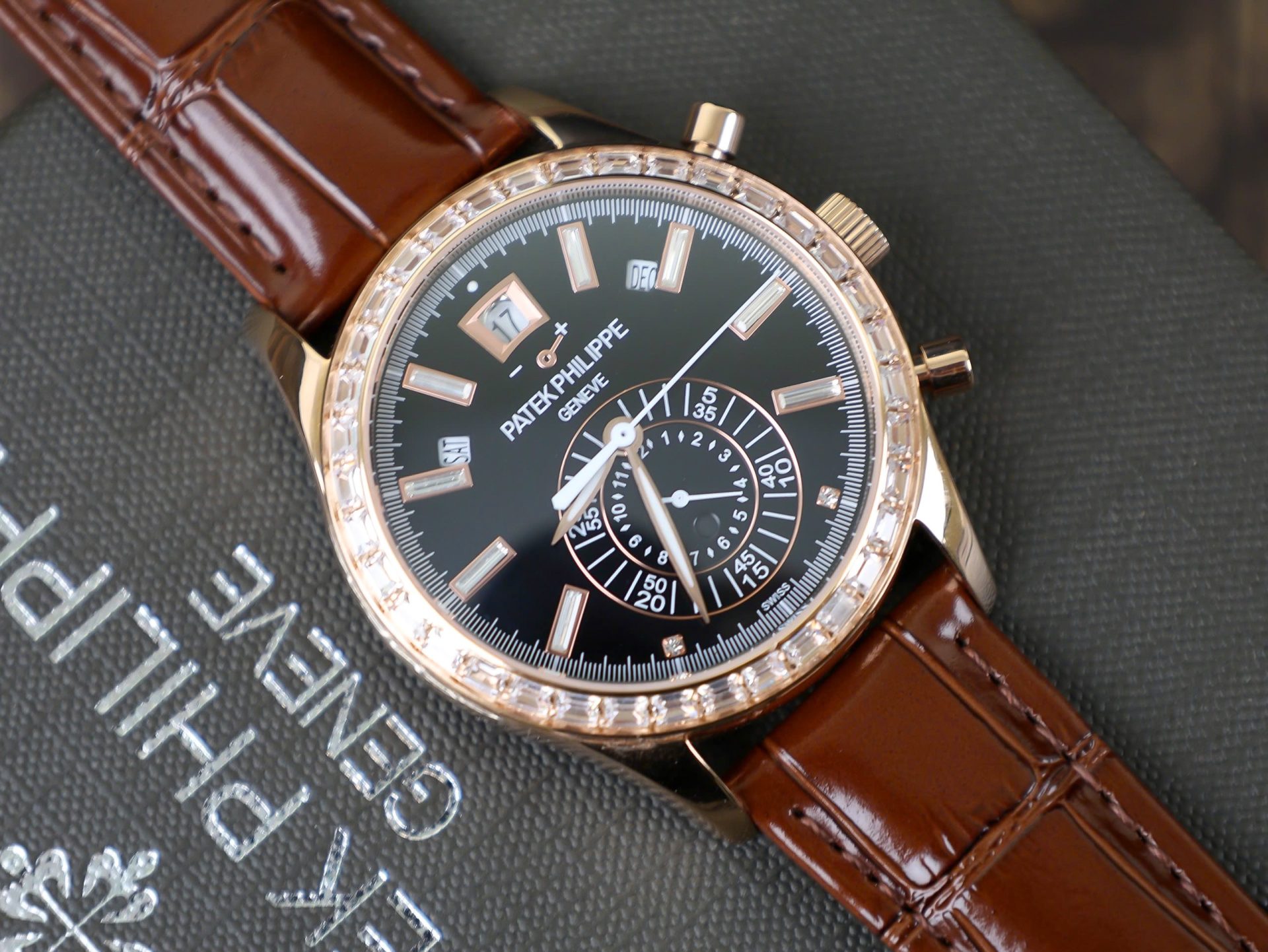 Patek Philippe Replica Watch Complications 5961R Dial Black TW Factory 40.5mm - Elite Watch Atelier