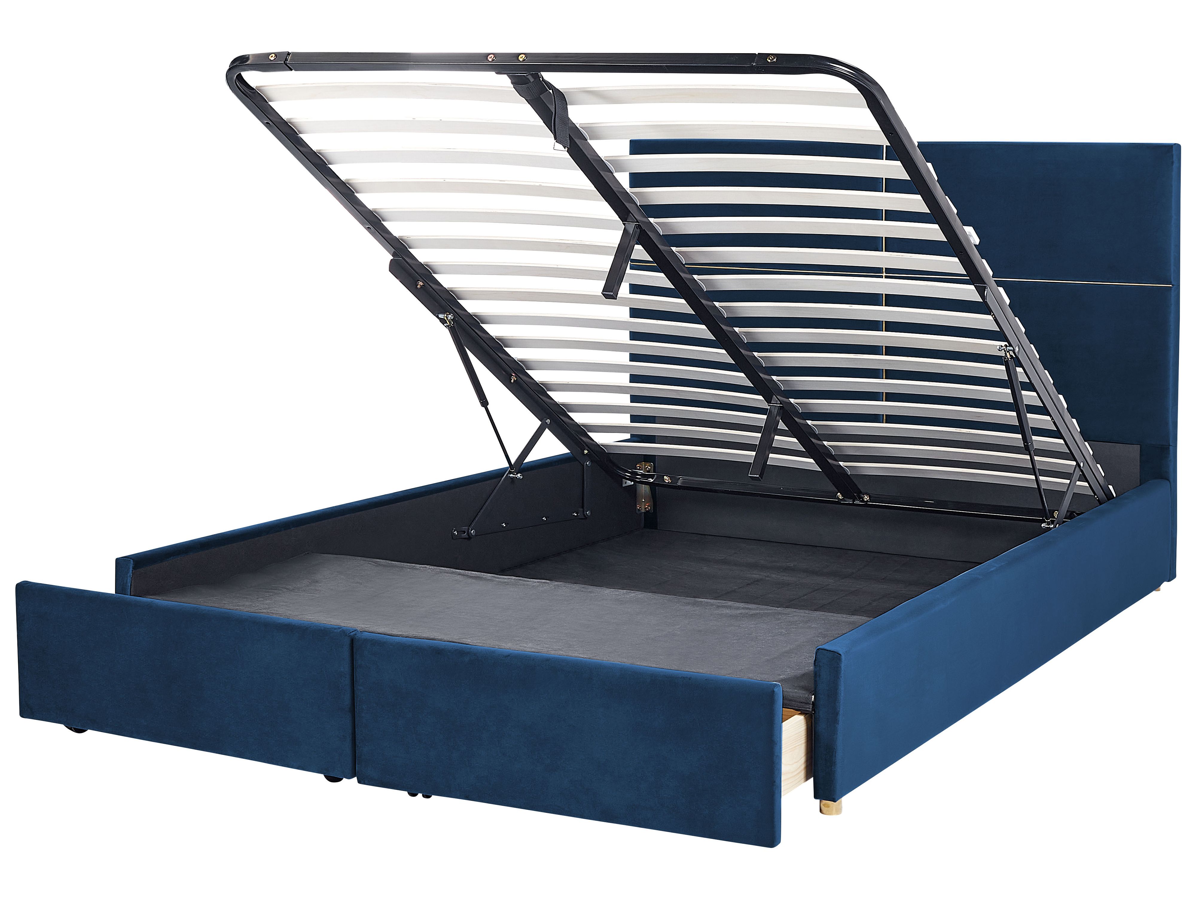 Ottoman Bed Velvet VERNOYES 180 x 200 cm (EU Super King) Navy Blue