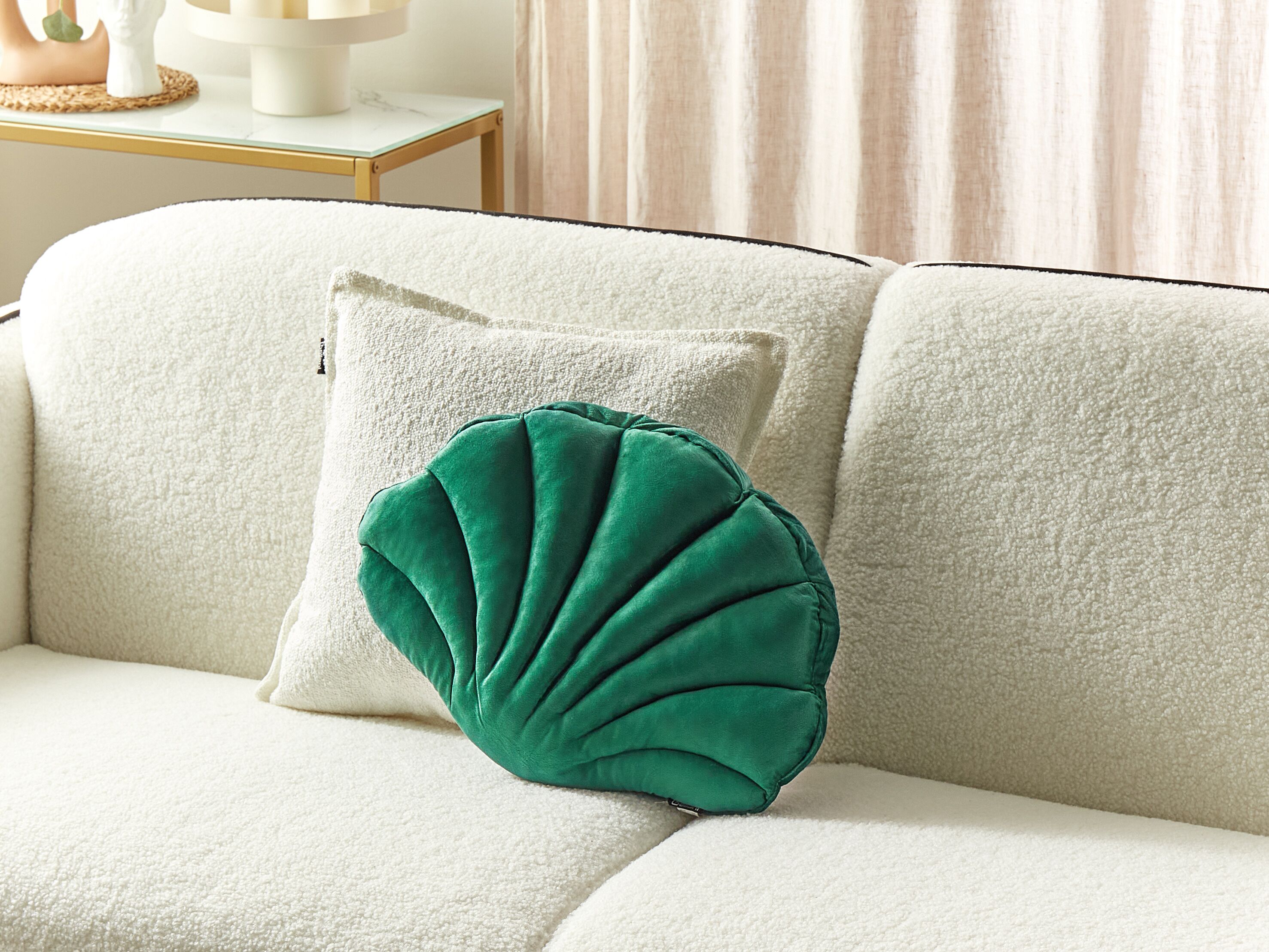 Throw Cushion CONSOLIDA Velvet 47 x 35 cm Emerald Green Solid