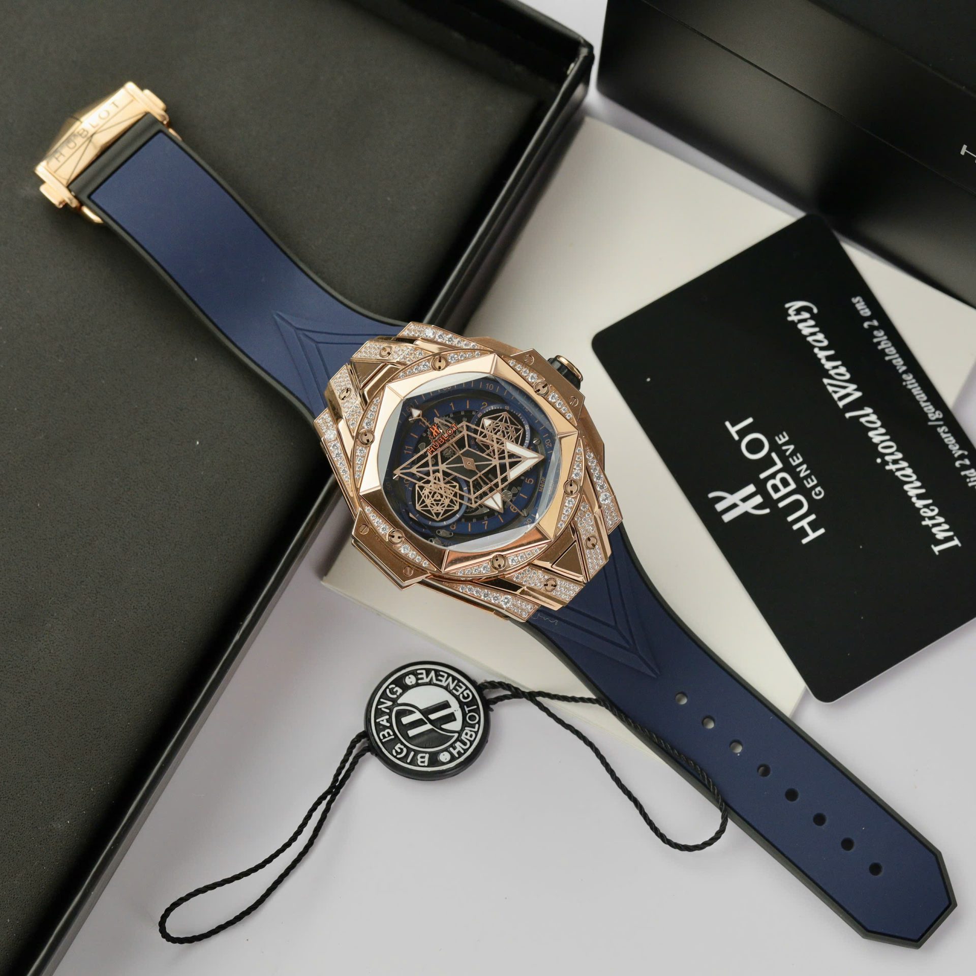 Hublot Big Bang Sang Bleu II King Gold Fake Watch Blue HB Factory 44mm - Elite Watch Atelier
