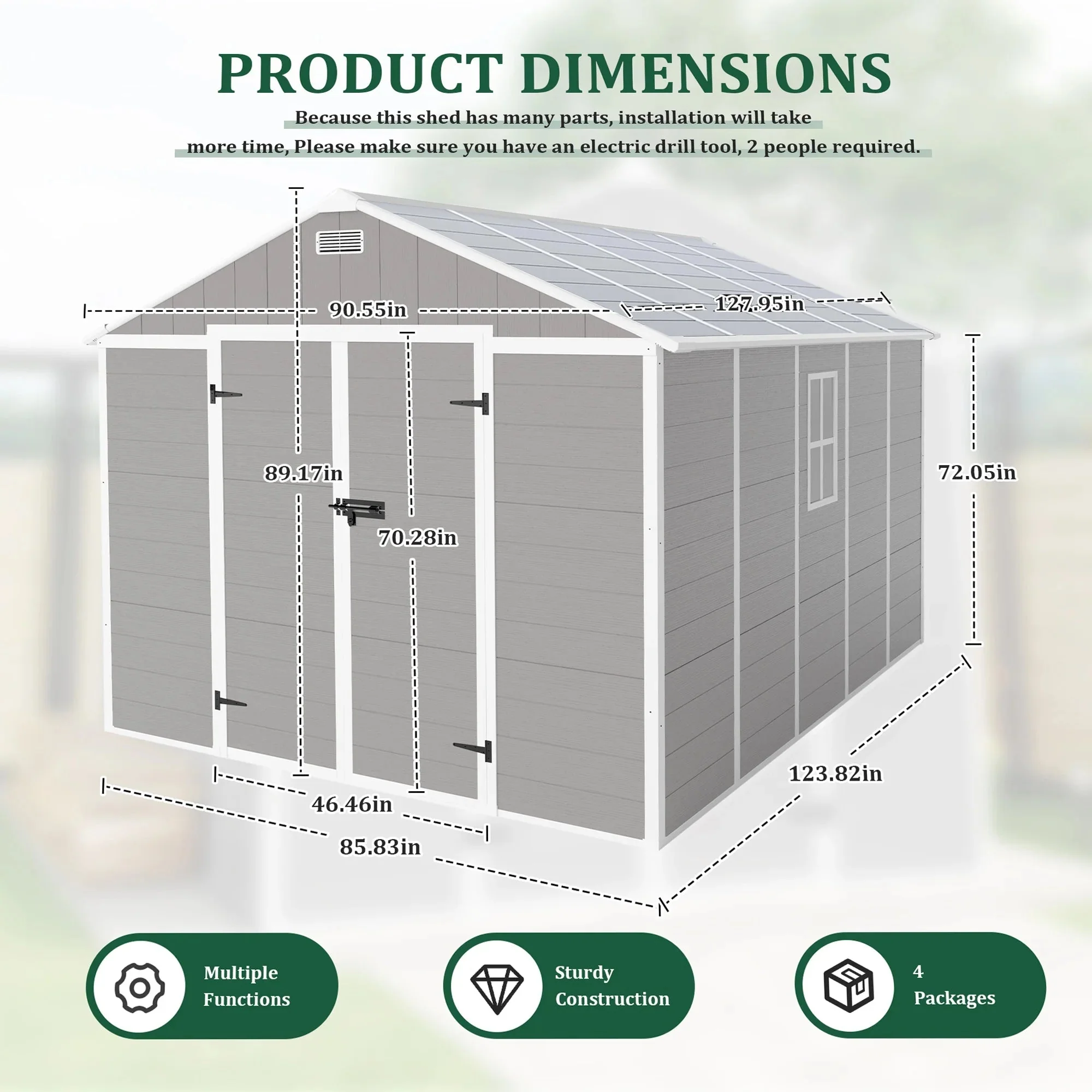 Seizeen Resin Outdoor Storage Shed With Floor, Light Gray, 82 in H - Image 27 Seizeen Resin Outdoor Storage Shed With Floor, Light Gray, 82 in H - Image 27