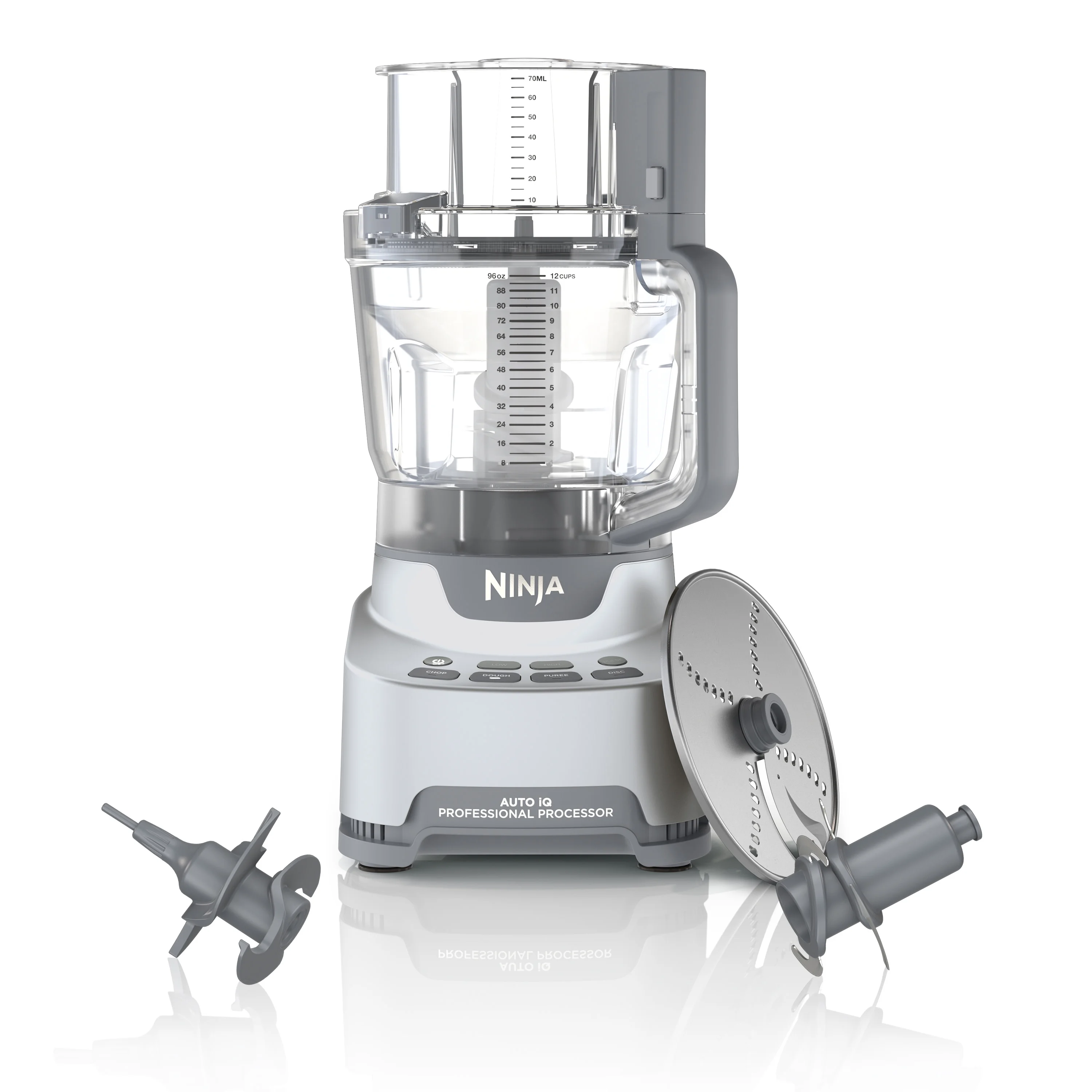 Ninja 4-in-1 12 Cup Food Processor, 1000 Watts, XL Capacity, 4 Auto-iQ Programs, Chop, Puree, Dough, Disc, NF700 Silver