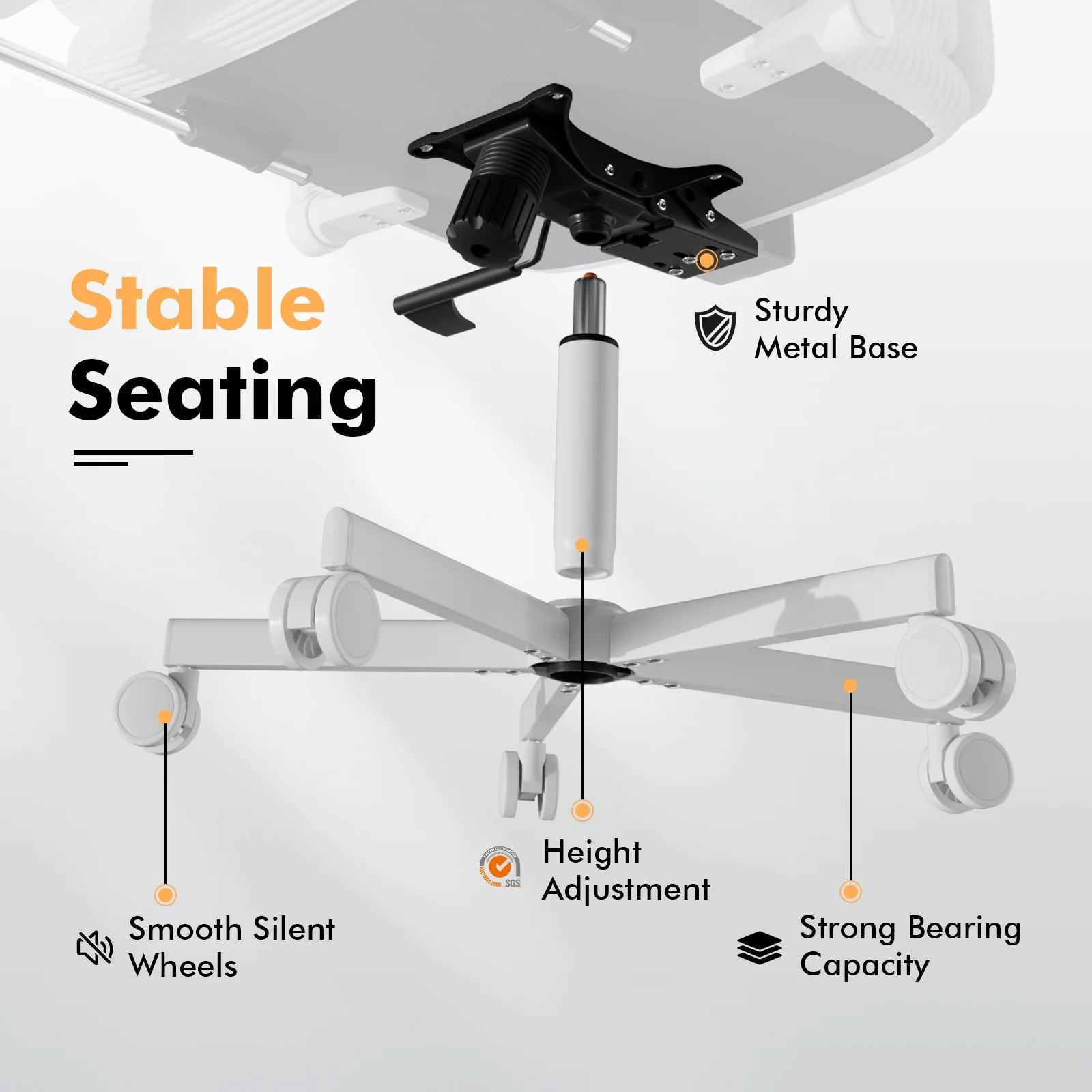 HomeZeer Ergonomic Cross-Legged Office Chair with Footrest & Headrest, Heavy Duty Executive Desk Chair with Flip-up Armrests, Corduroy Fabric Computer Criss Cross Chair for Home Office, Black - Image 26