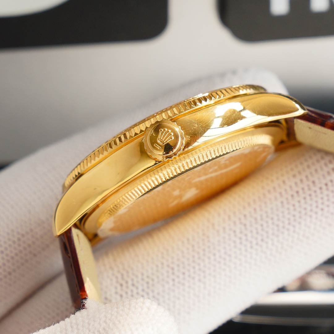 Rolex Cellini Full Star Collection-39.5mm-Imported Italian cowhide leather(1:1 replica) - Elite Watch Atelier