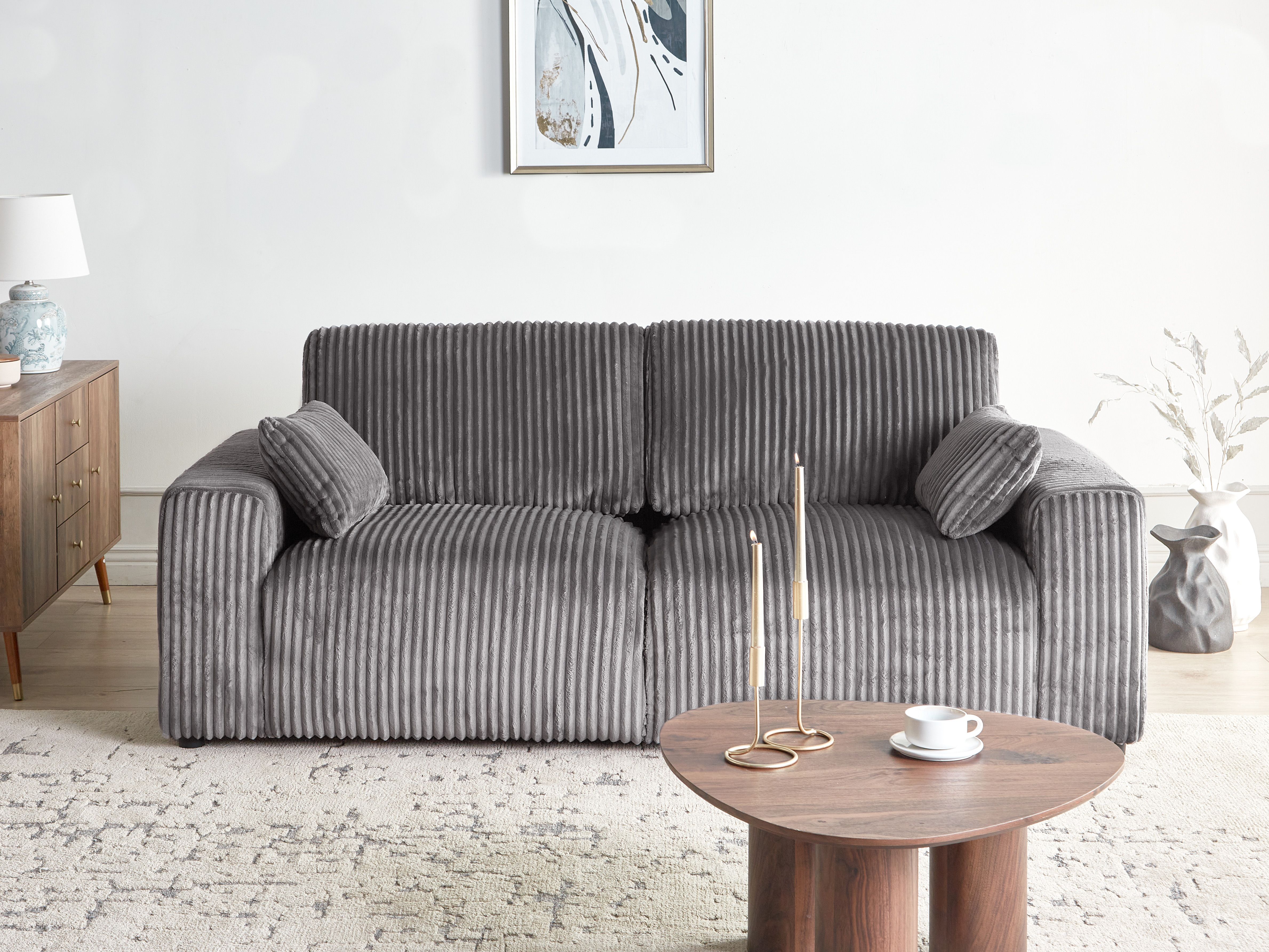 3 Seater SANDORA Corduroy Grey