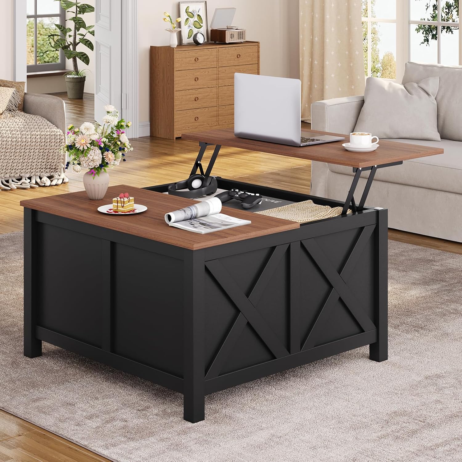 Lift Top Coffee Table with Storage, 31.5