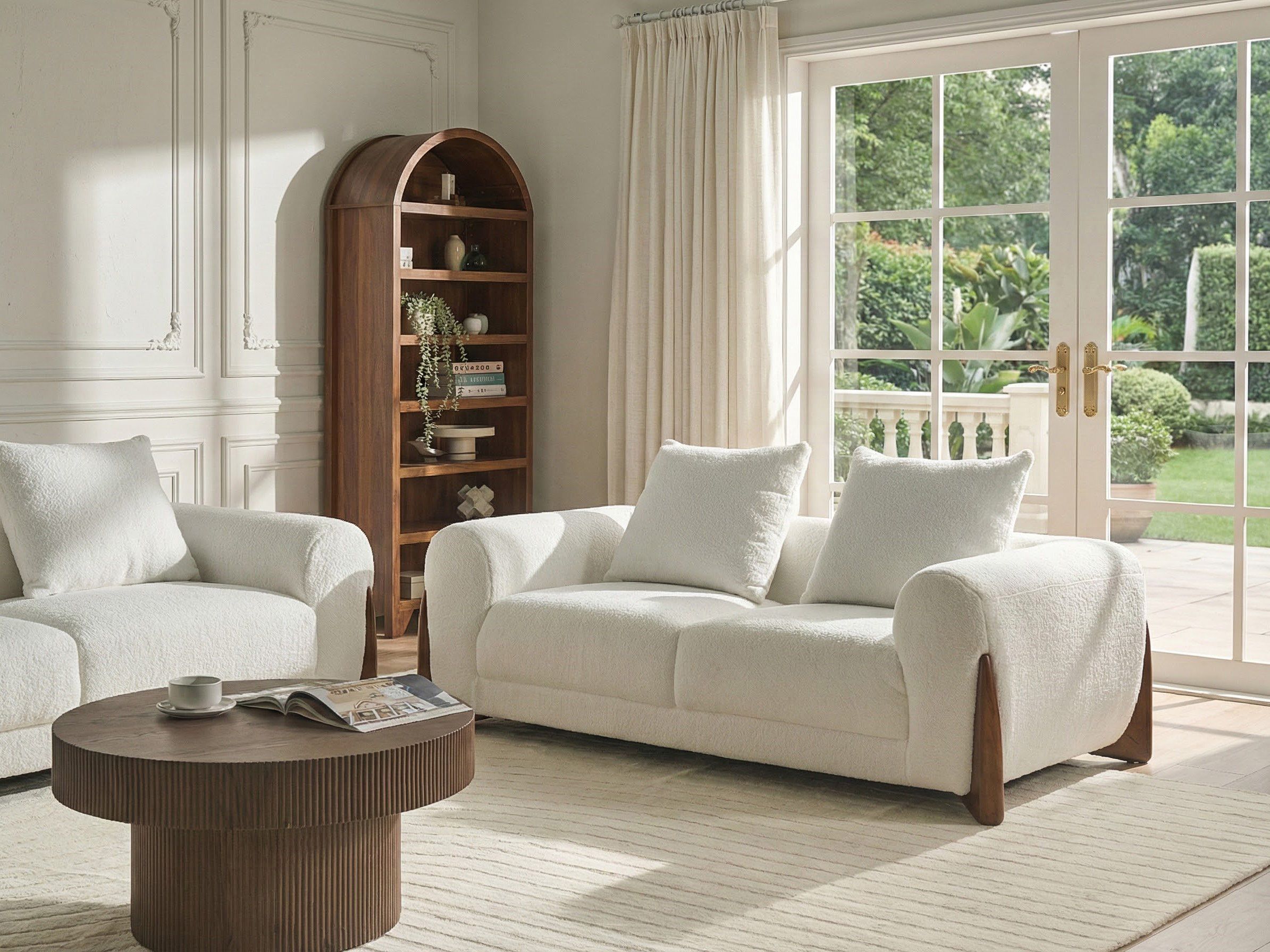 Sofa 2 Seater VINLIDEN Boucle White