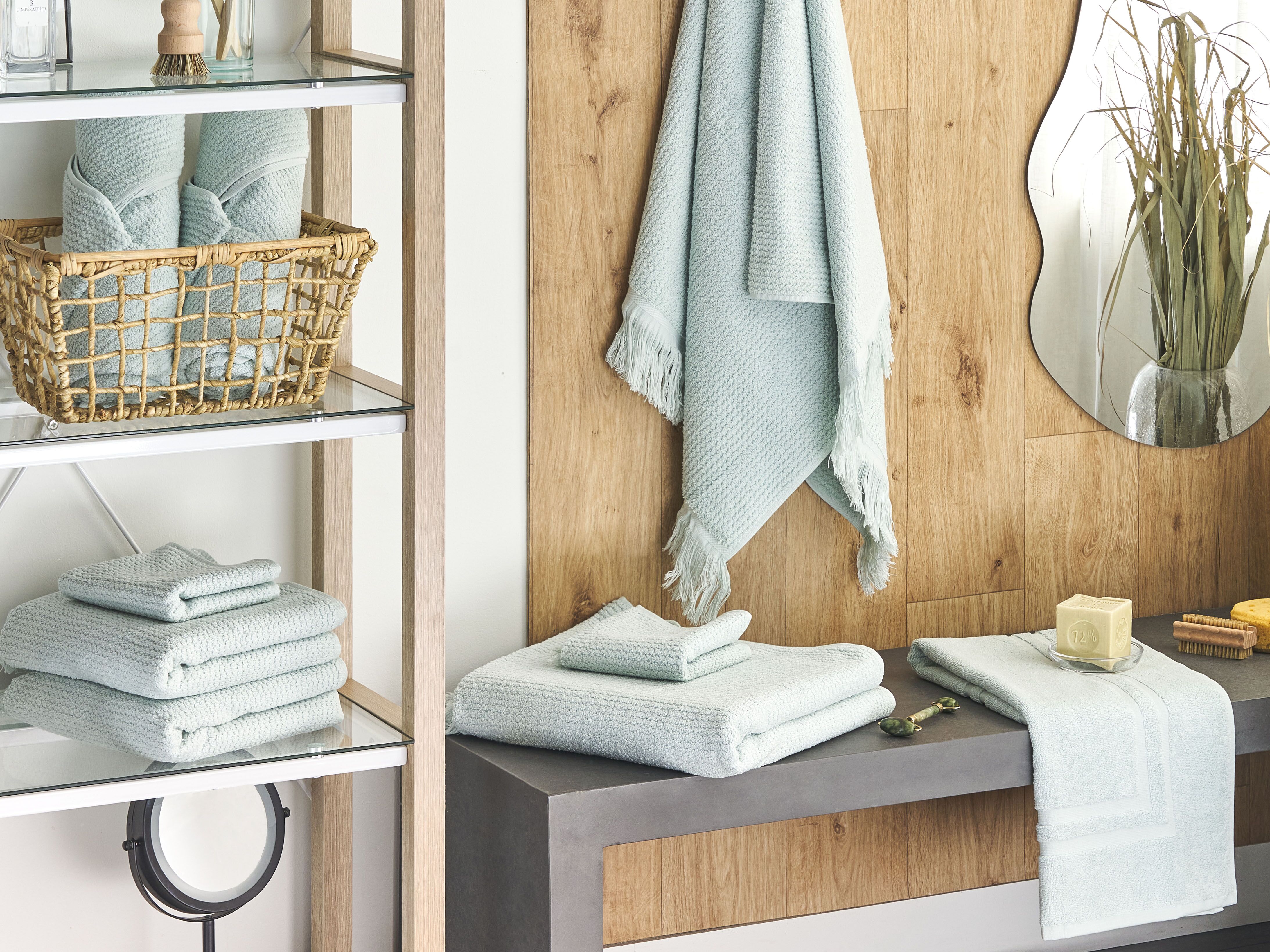 Set of 9 Towels ATIU Terry Cotton Mint Green