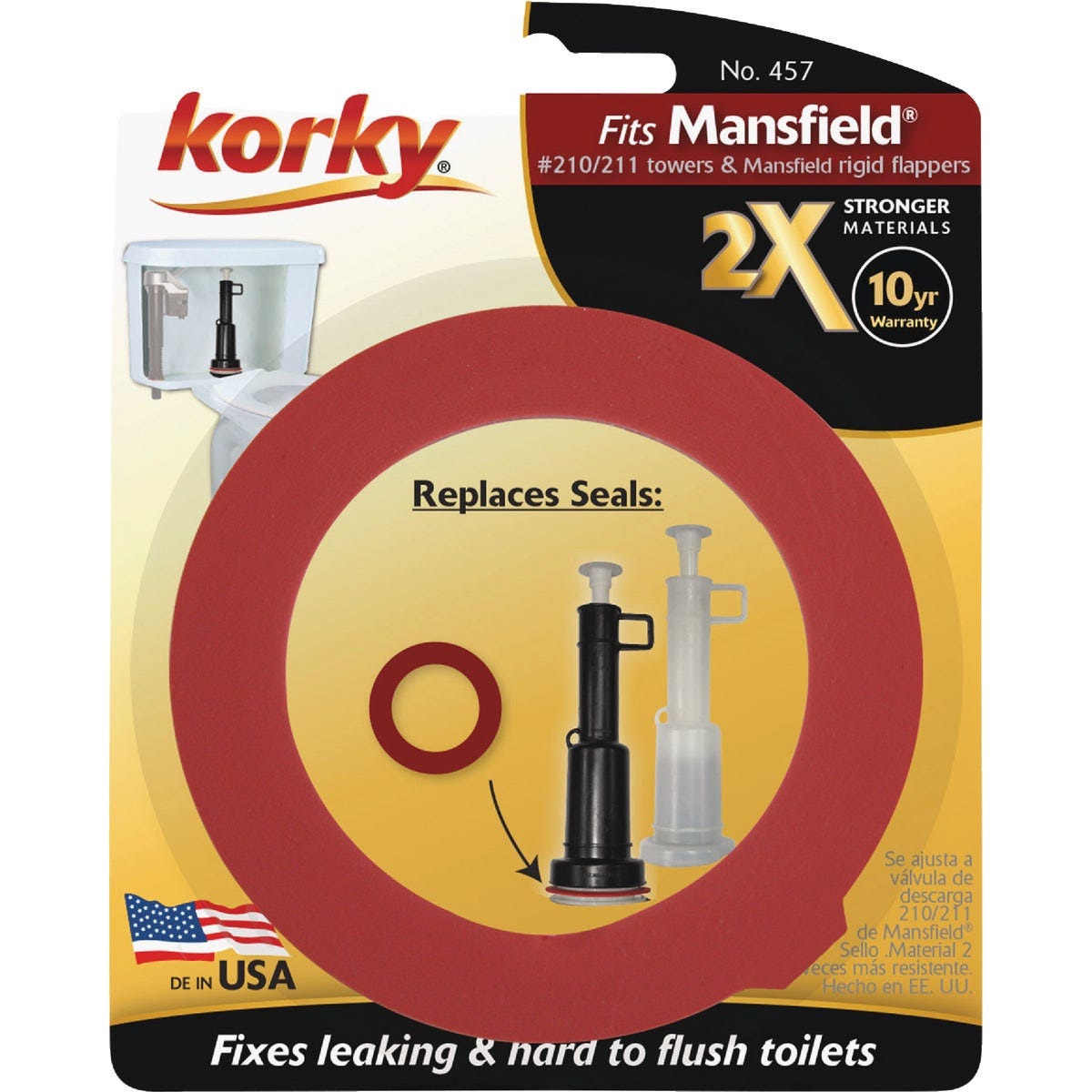 Korky 2X Long Life Toilet Flush Valve Seal Fits Mansfield 210 & 211