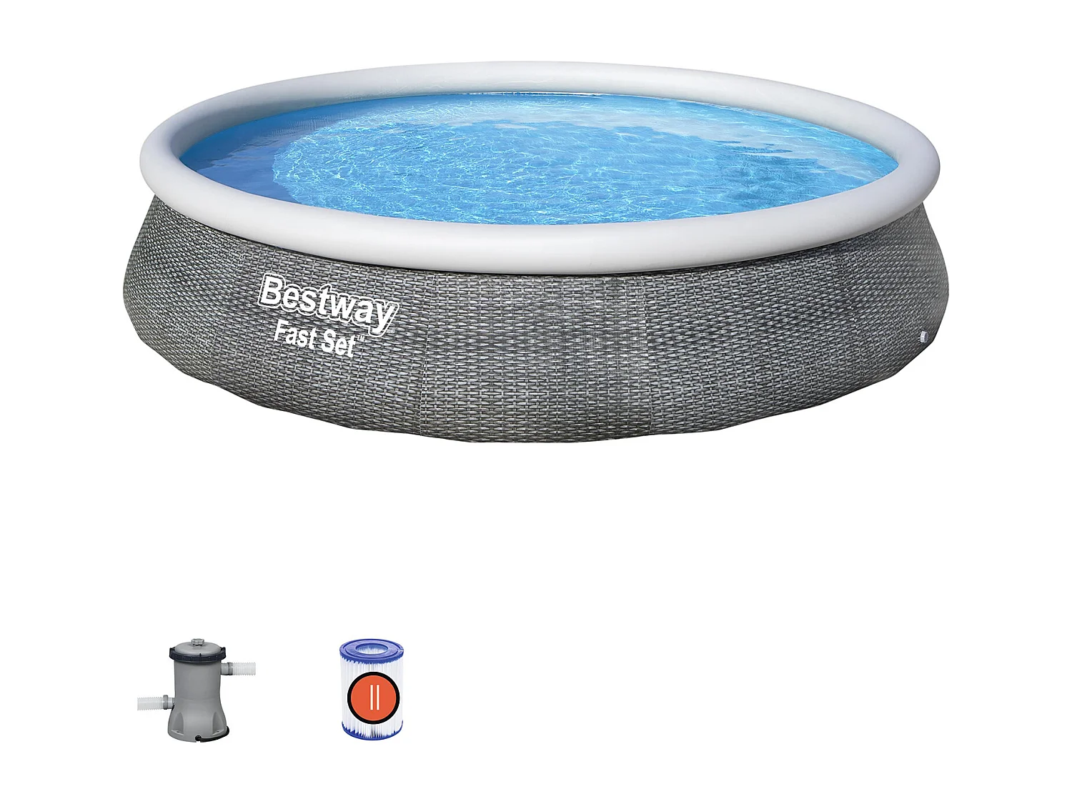 Piscine Démontable Bestway Fast Set Rotin 396x84 cm Filtre à Cartouche 2.006 litres/heure