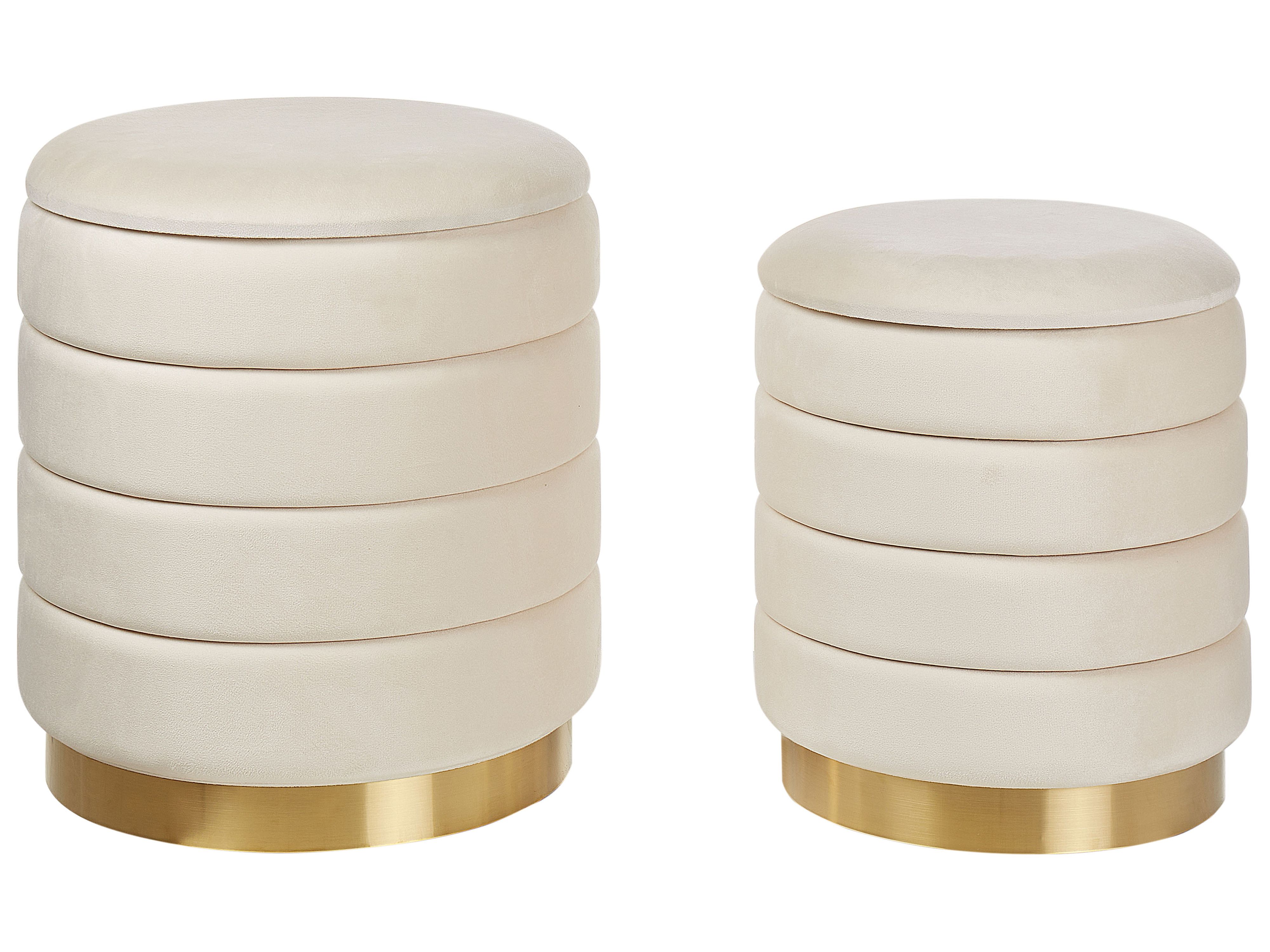 Set of 2 Storage Pouffes GARLAND Velvet Light Beige
