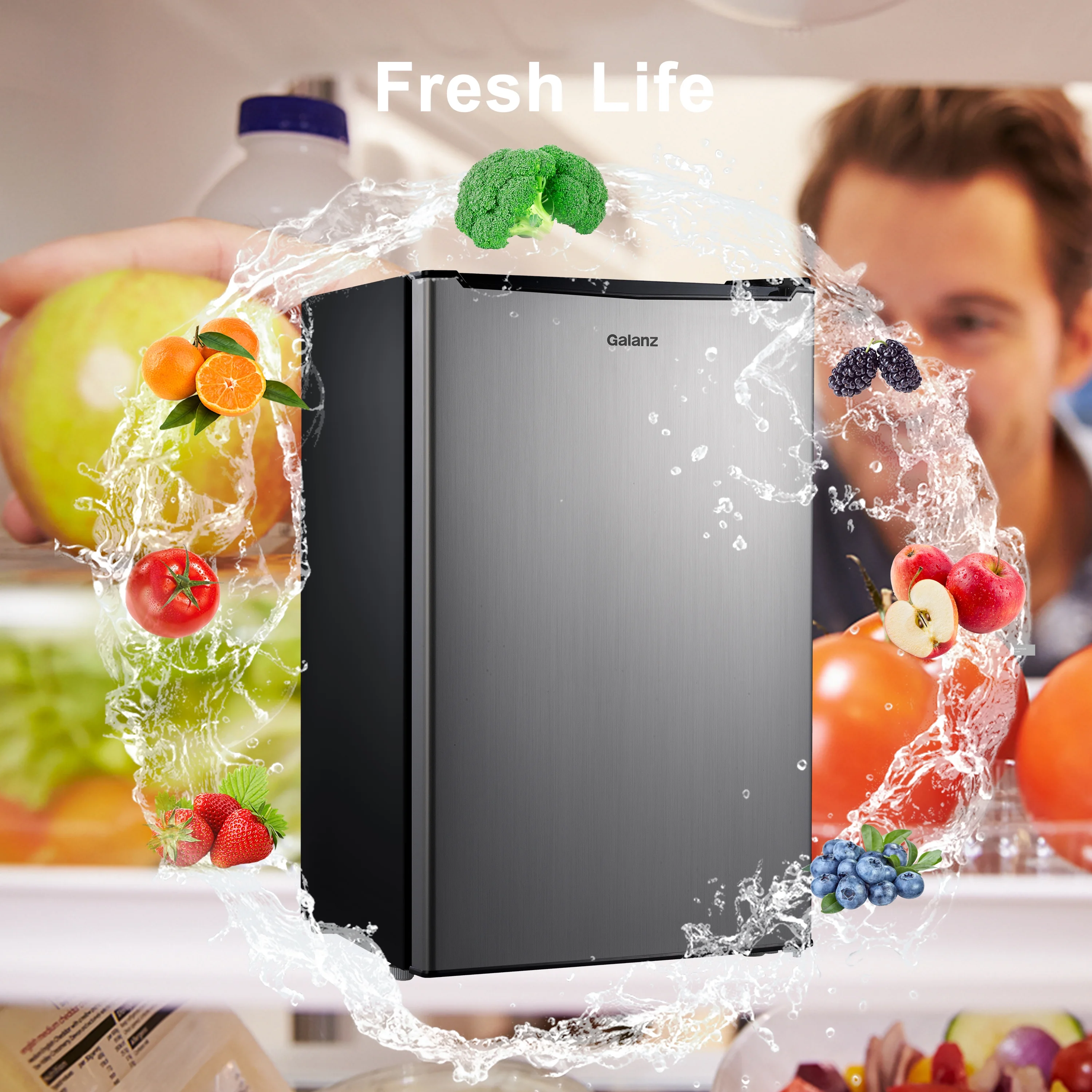 Galanz 3.3 Cu ft One Door Mini Fridge, Black Estar, New - Image 14