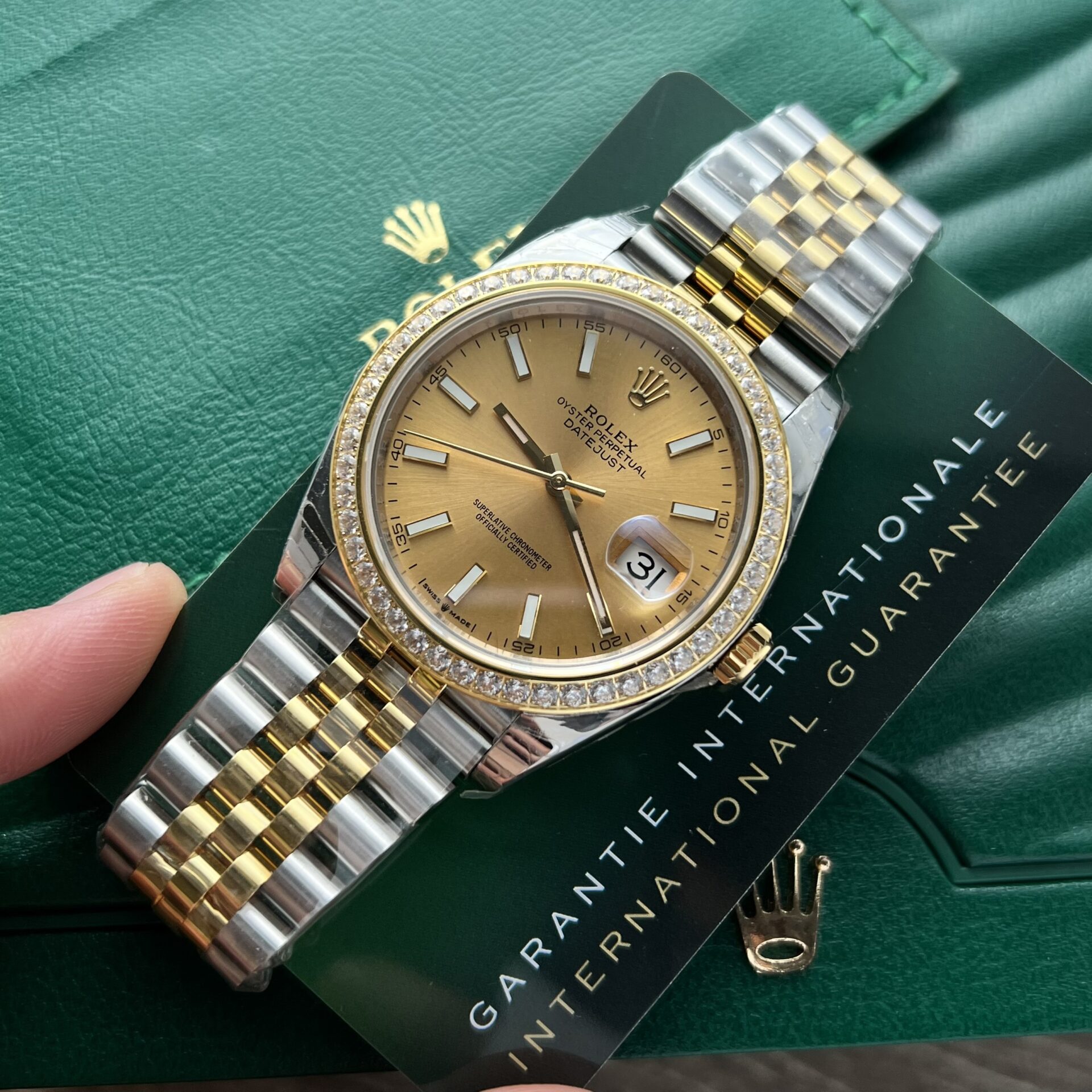 Rolex DateJust Replica Watch Demi Gold Diamonds Bezel EW Factory 36-41mm - Top club