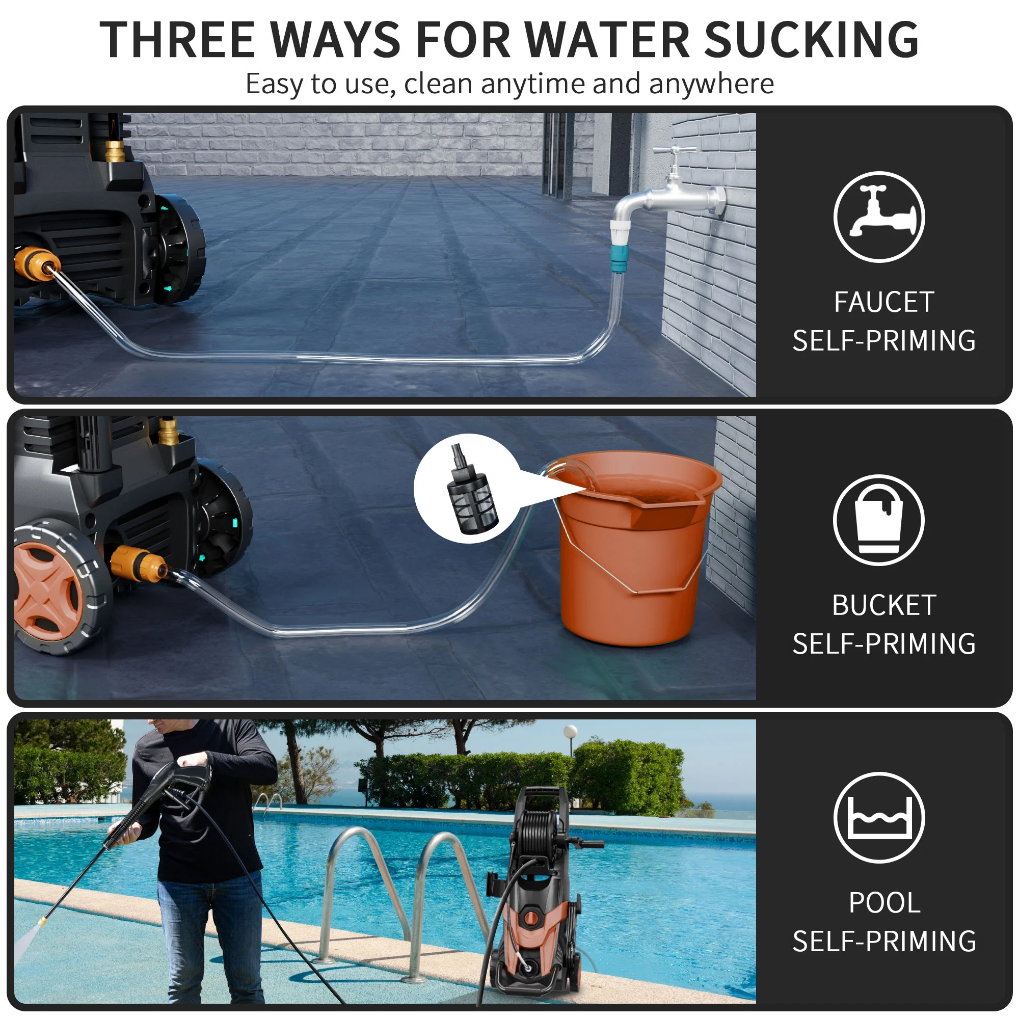 Electric Pressure Washer, 4500 PSI 3.2 GPM Power Washer with 4 Quick Connect Nozzles, High Pressure Cleaning Machine with Foam Cannon for Cars/Fences/Driveways/Patios/Home Cleaning - Image 9