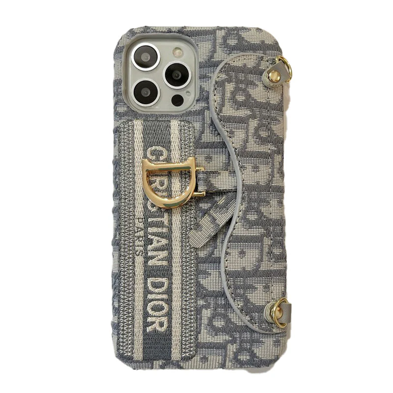 CD Black & Grey Fabric Card Bag Crossbody iPhone Case - Wholesale & Influencer