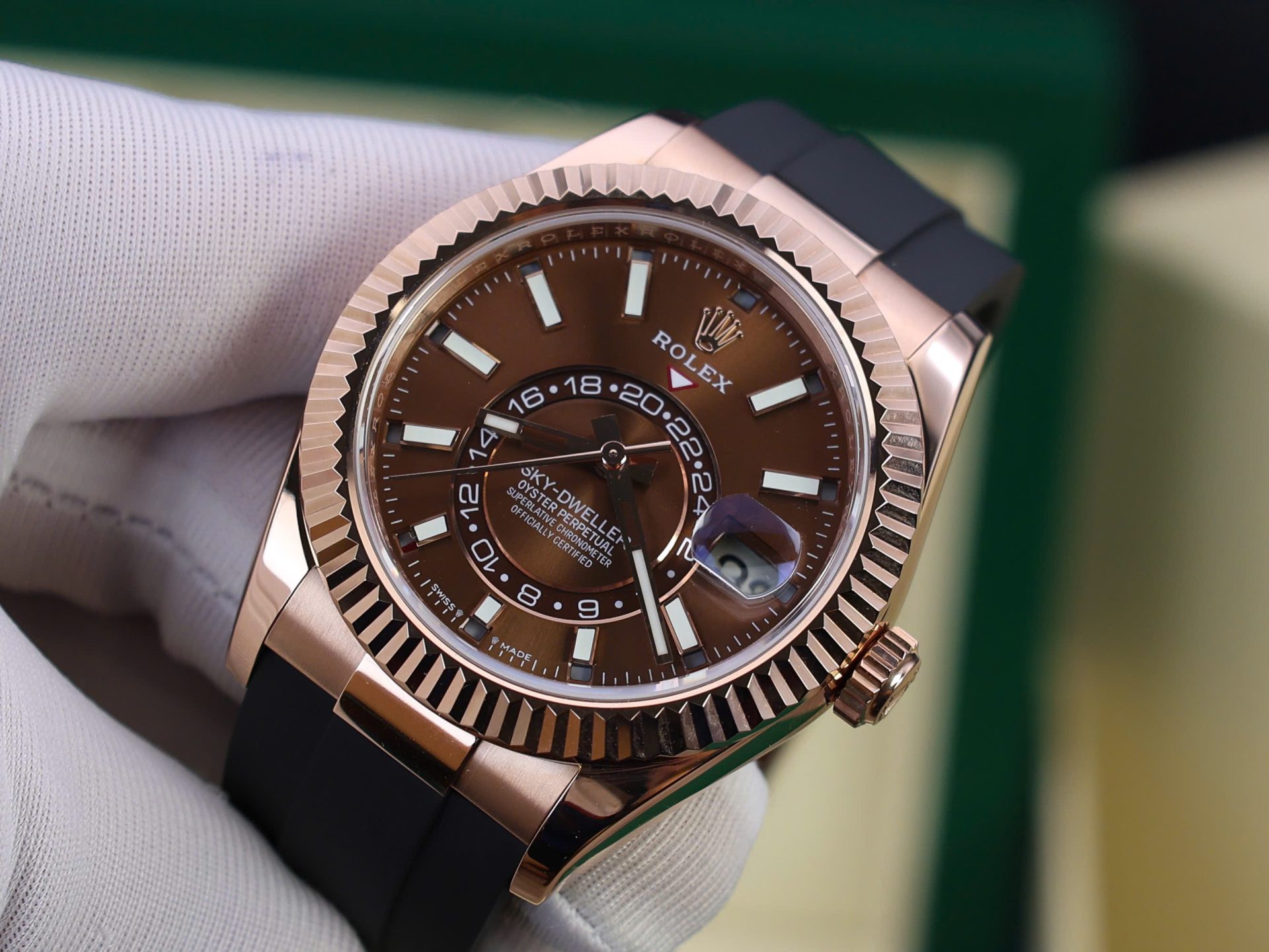 Rolex Sky-Dweller M336235 Custom Gold Wrapped Chocolate Dial 42mm - Top club