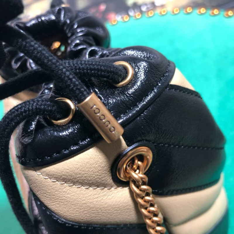 Replica Gucci Gg Marmont Mini Bucket Bag 575163 Beige/Black1:1High-quality replica