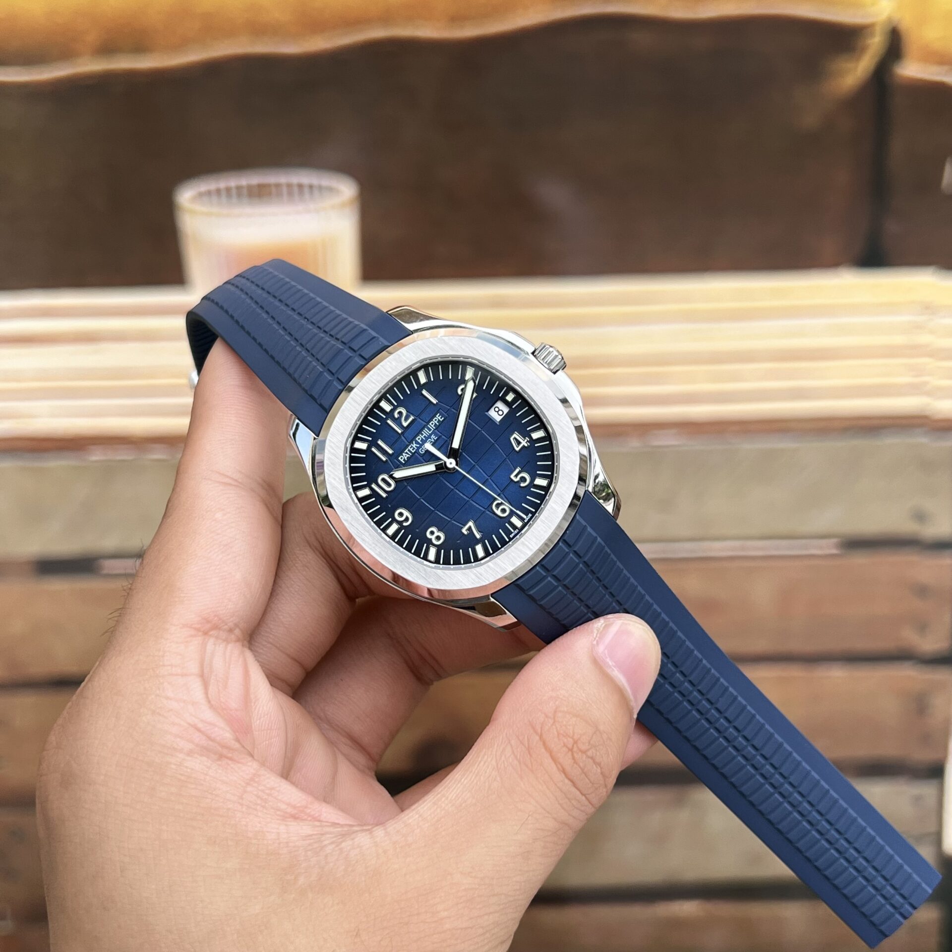Patek Philippe Replica 1:1 Watch Aquanaut 5168G Blue Dial Rubber Strap 42mm - Elite Watch Atelier
