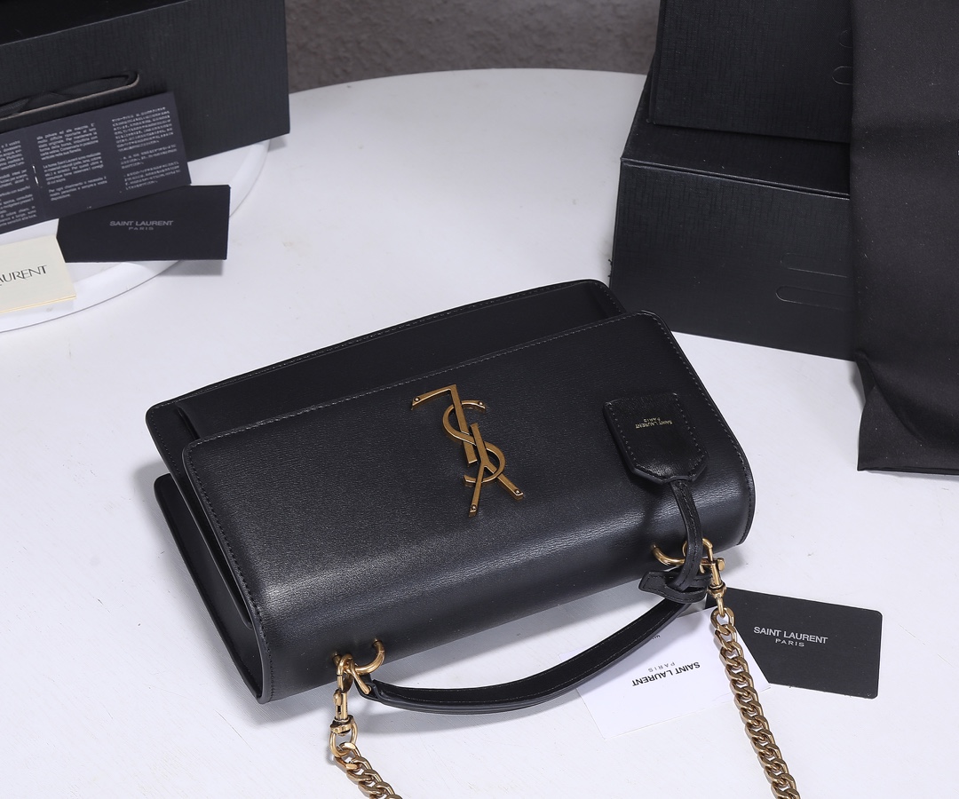 Replica Ysl Sunset Medium Top Handle Bag- Black/Beige1:1High-quality replica