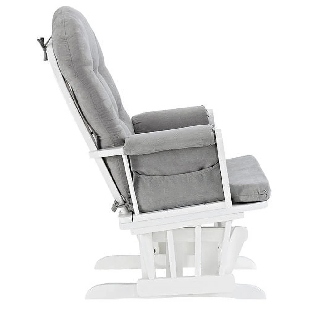 Angel Line Windsor Glider and Ottoman, Natural Finish with Gray Cushions - Image 24