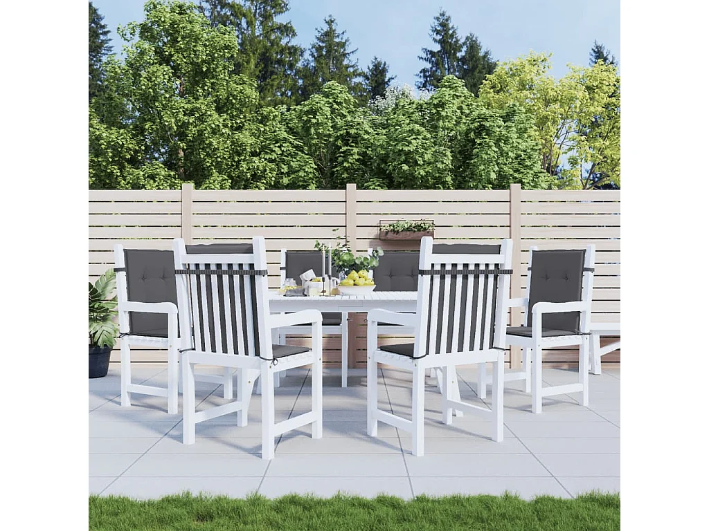 Coussins de chaise de jardin à dossier bas lot de 6 anthracite