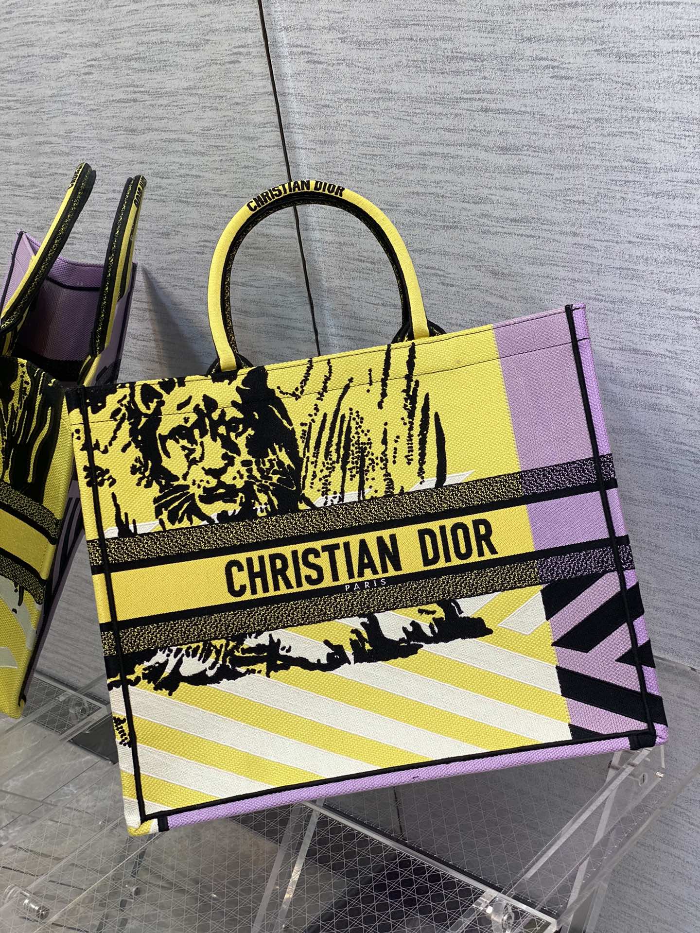 Christian Dior Large Dior Book Tote Bright Yellow and Pink D-Jungle Pop Embroidery, Yellow/Pink, For Women Women’s Handbags, 41cm CD M1286ZRON_M8861:1High-quality replica