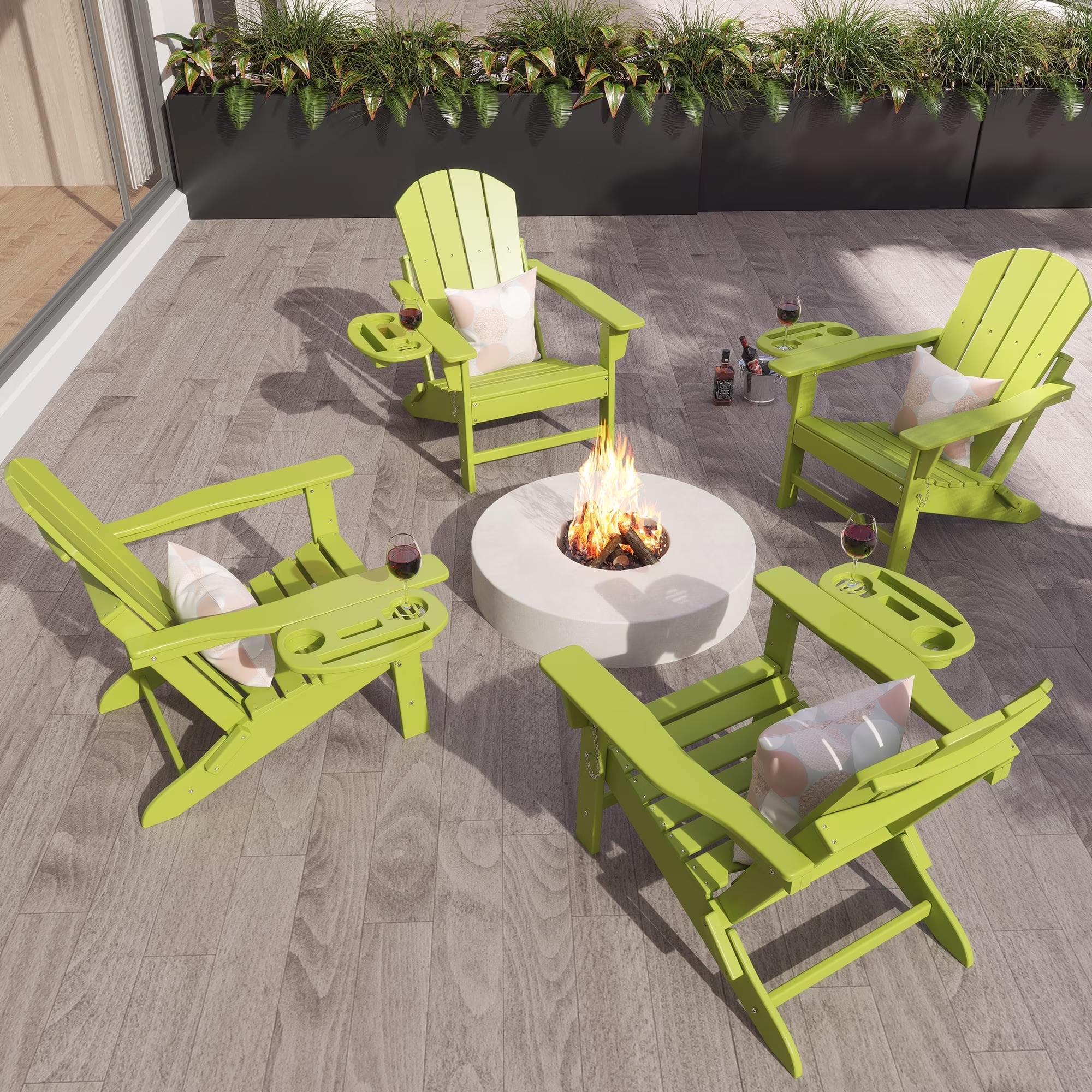 FOOWIN HDPE Plastic Adirondack Chairs Set of 4, Black - Image 44