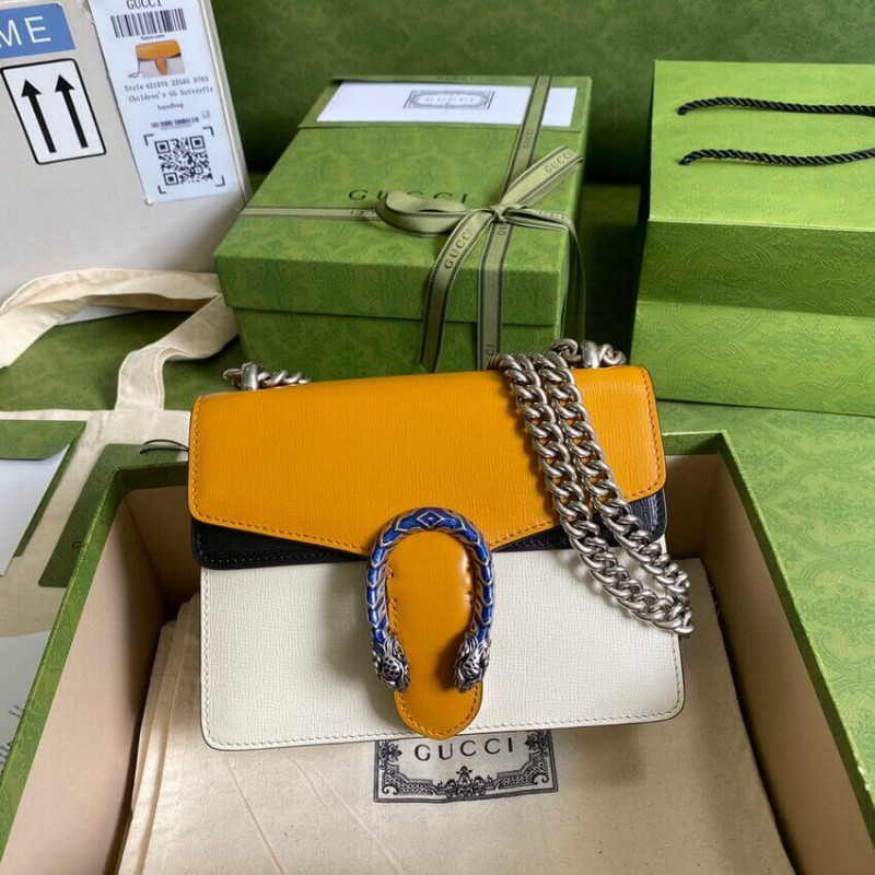 Replica Gucci Dionysus Mini Bag 421970 Orange White Leather