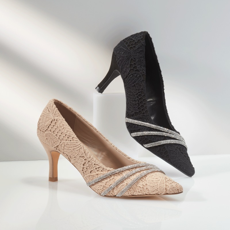 Lace Pump With Rhinestone Rope - MIDNIGHT VELVET CATALOG