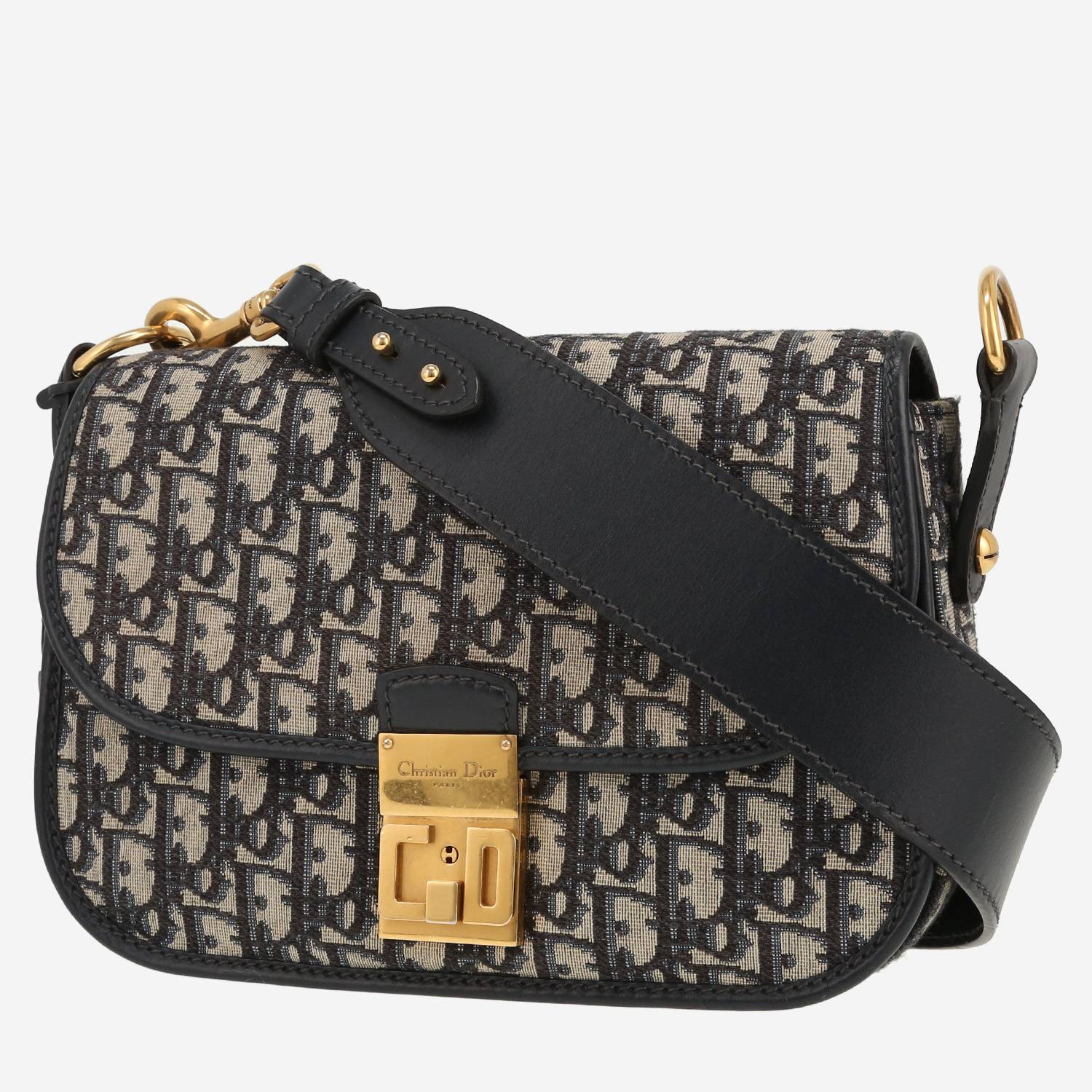 Dior shoulder bag in navy blue monogram canvas Oblique and navy blue leather