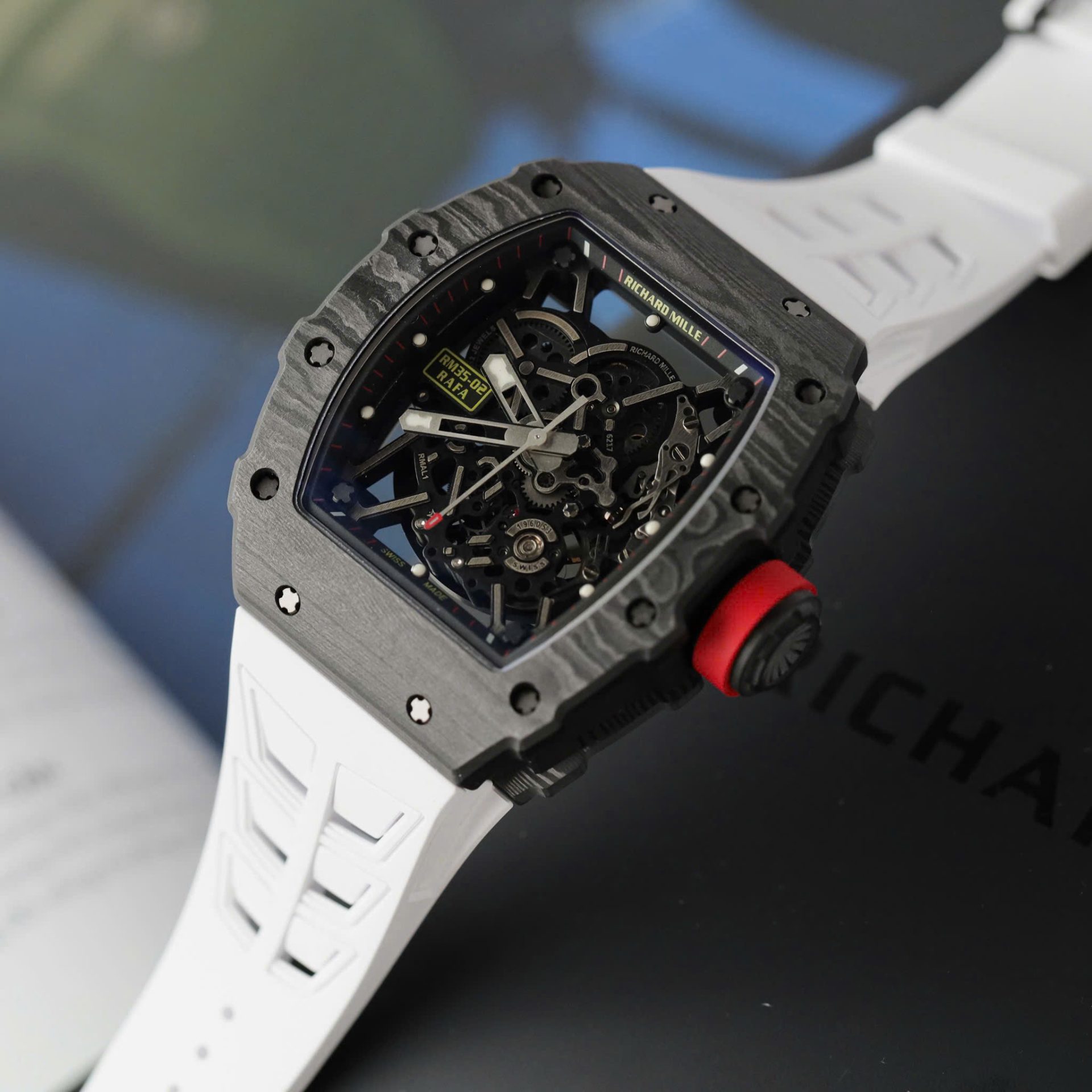 Richard Mille RM35-02 Knock Off Watches Carbon Super Light Rubber Strap Red ZF Factoy 44mm - Top club