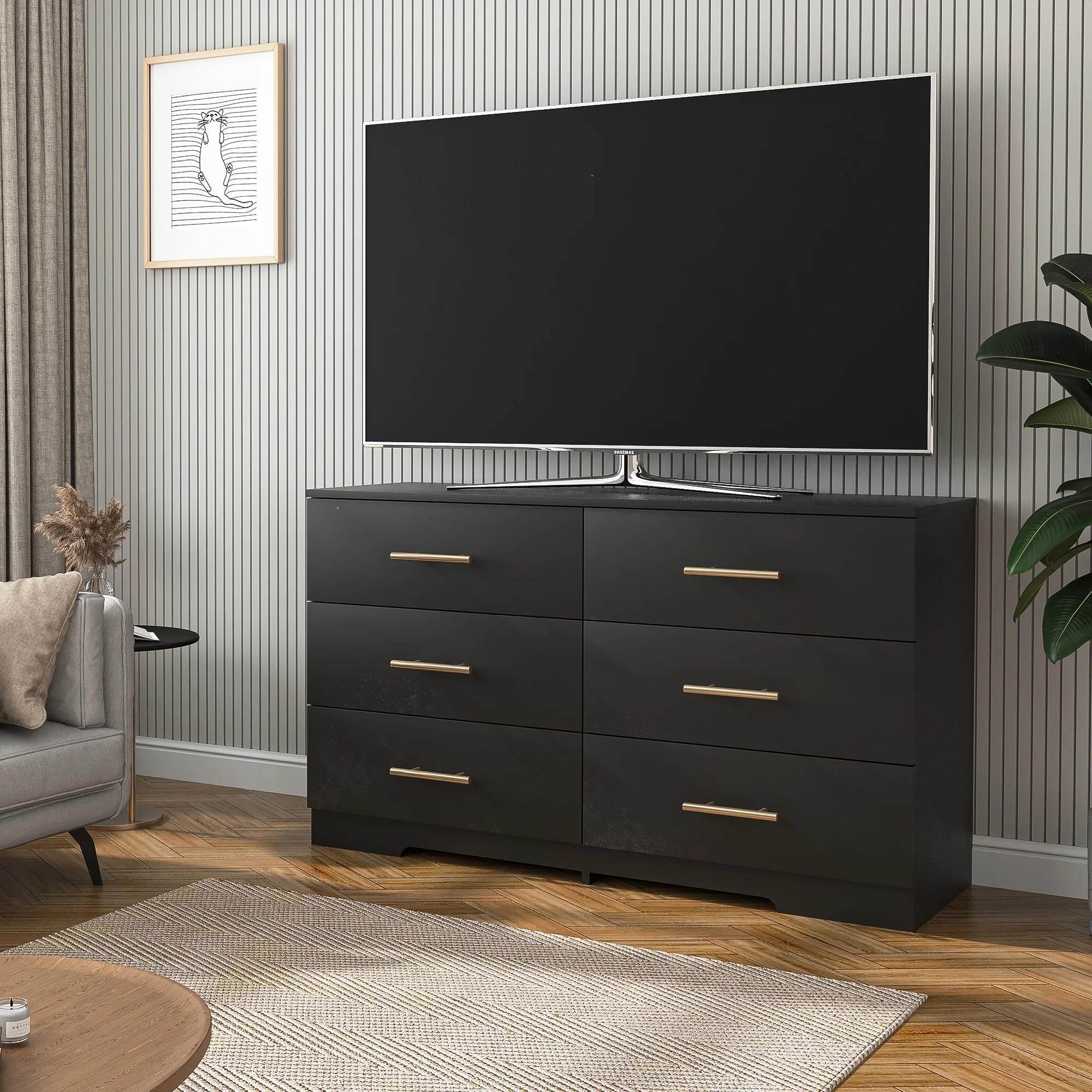 Kadyn White Chest of Drawer, 6 Double Drawer Dresser for Bedroom, Modern Storage Cabinet for Living Room, Dresser - Image 39