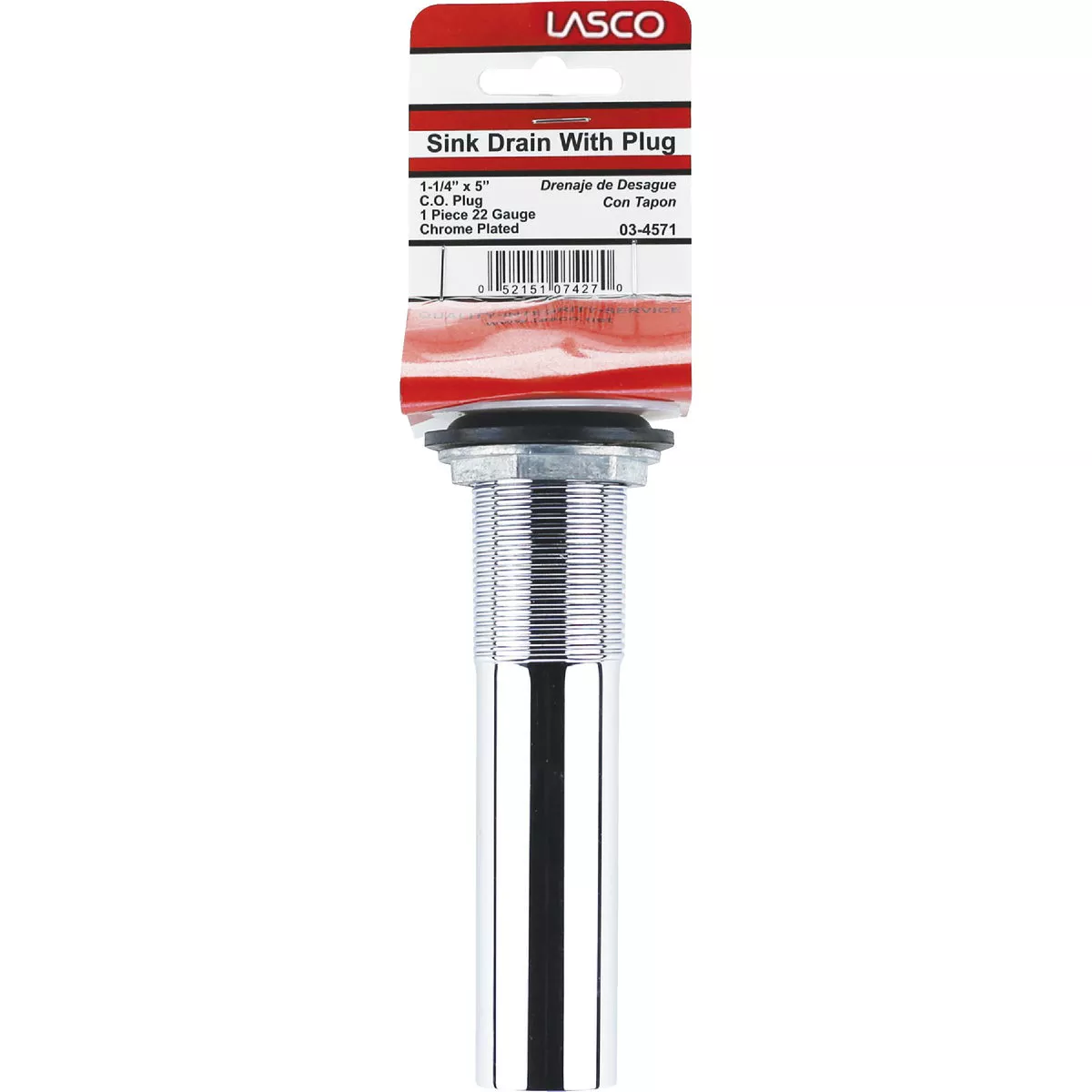 Lasco 1-1/4 In. Chrome-Plated Brass C.O. Plug 1-Piece Bathroom Sink Drain