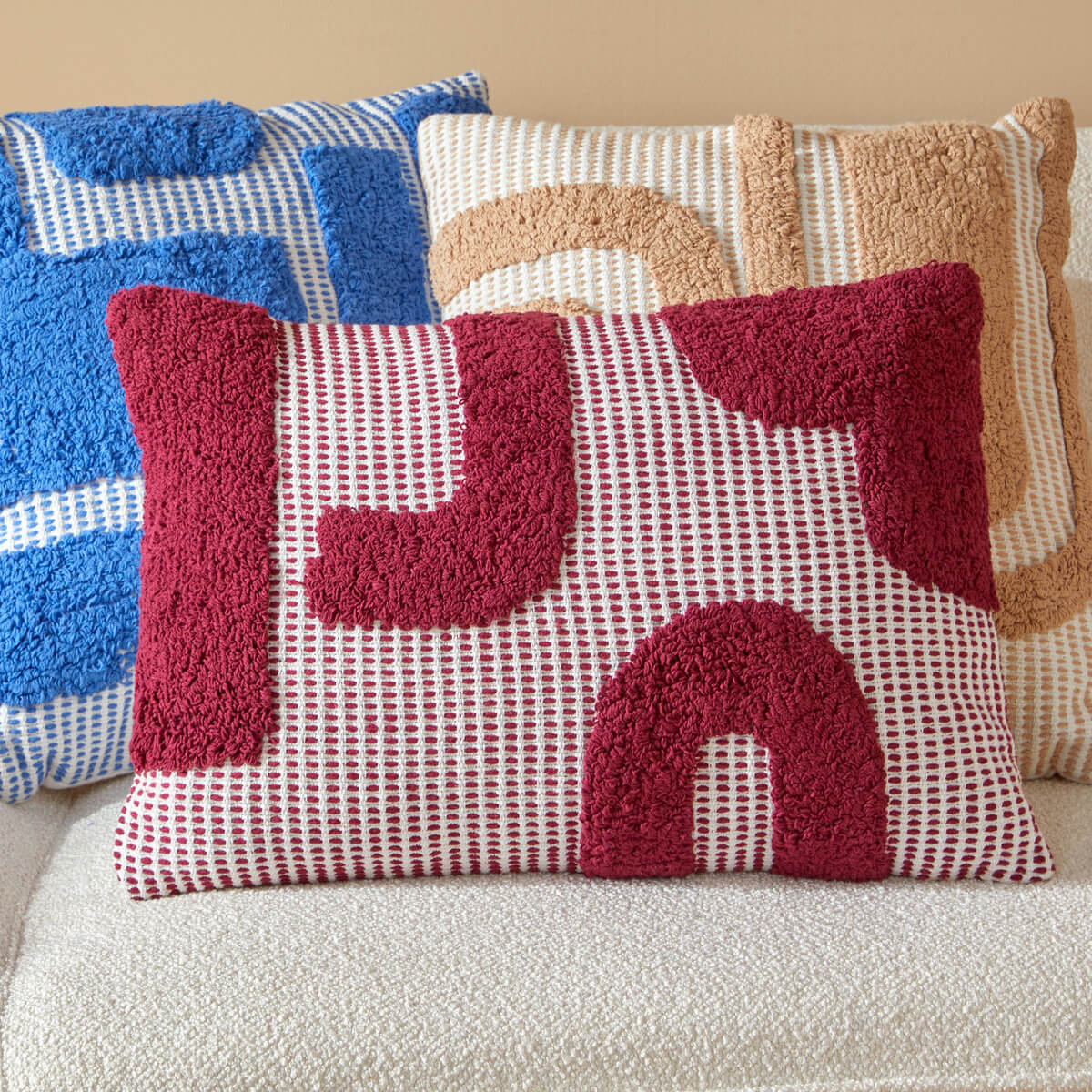 Cushion "Poppy" Tufted Cotton, Violet, 58x38 cm