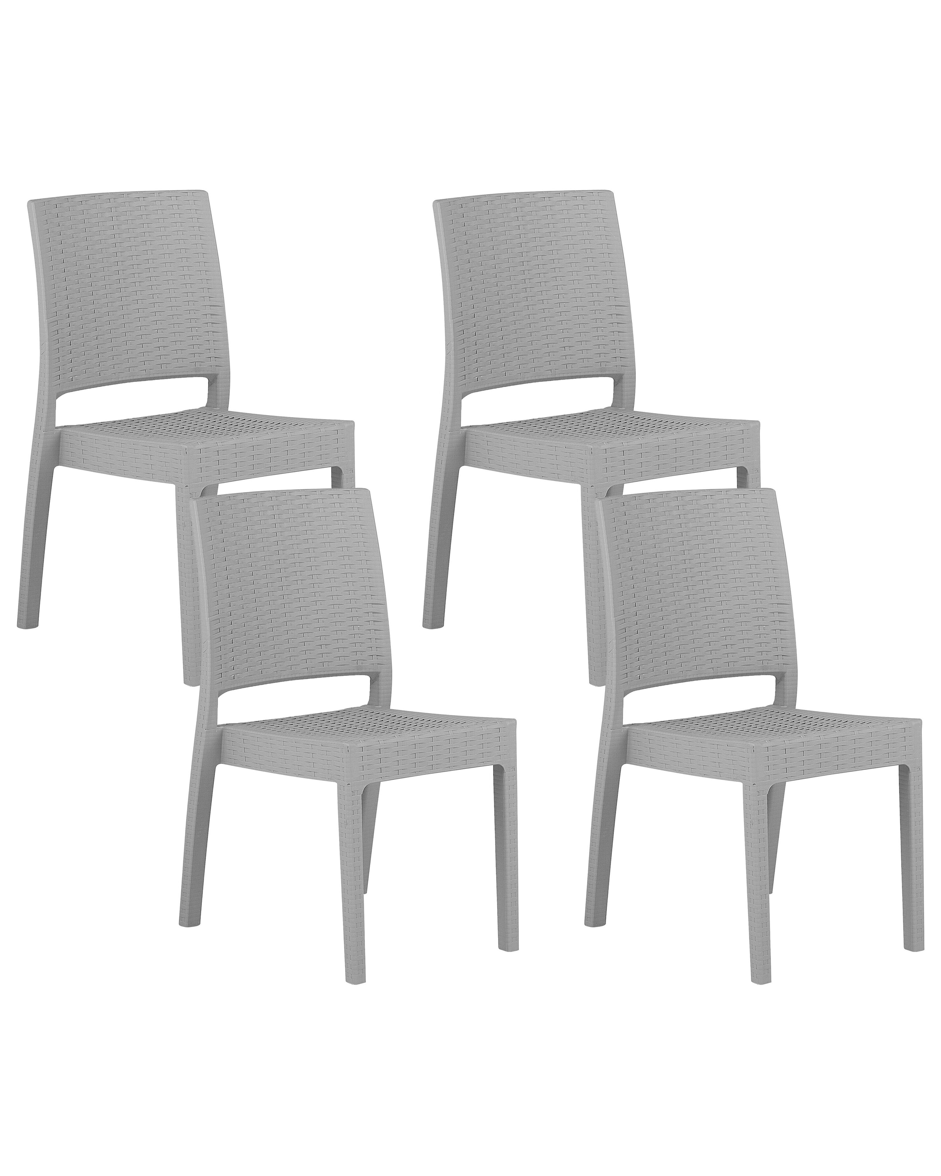 Set of 4 Garden Chairs FOSSANO Synthetic Material Light Grey